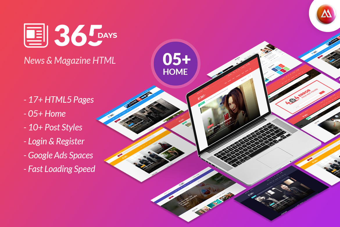 Imagen de portada de 365 Days | News HTML Template (plantilla web)
