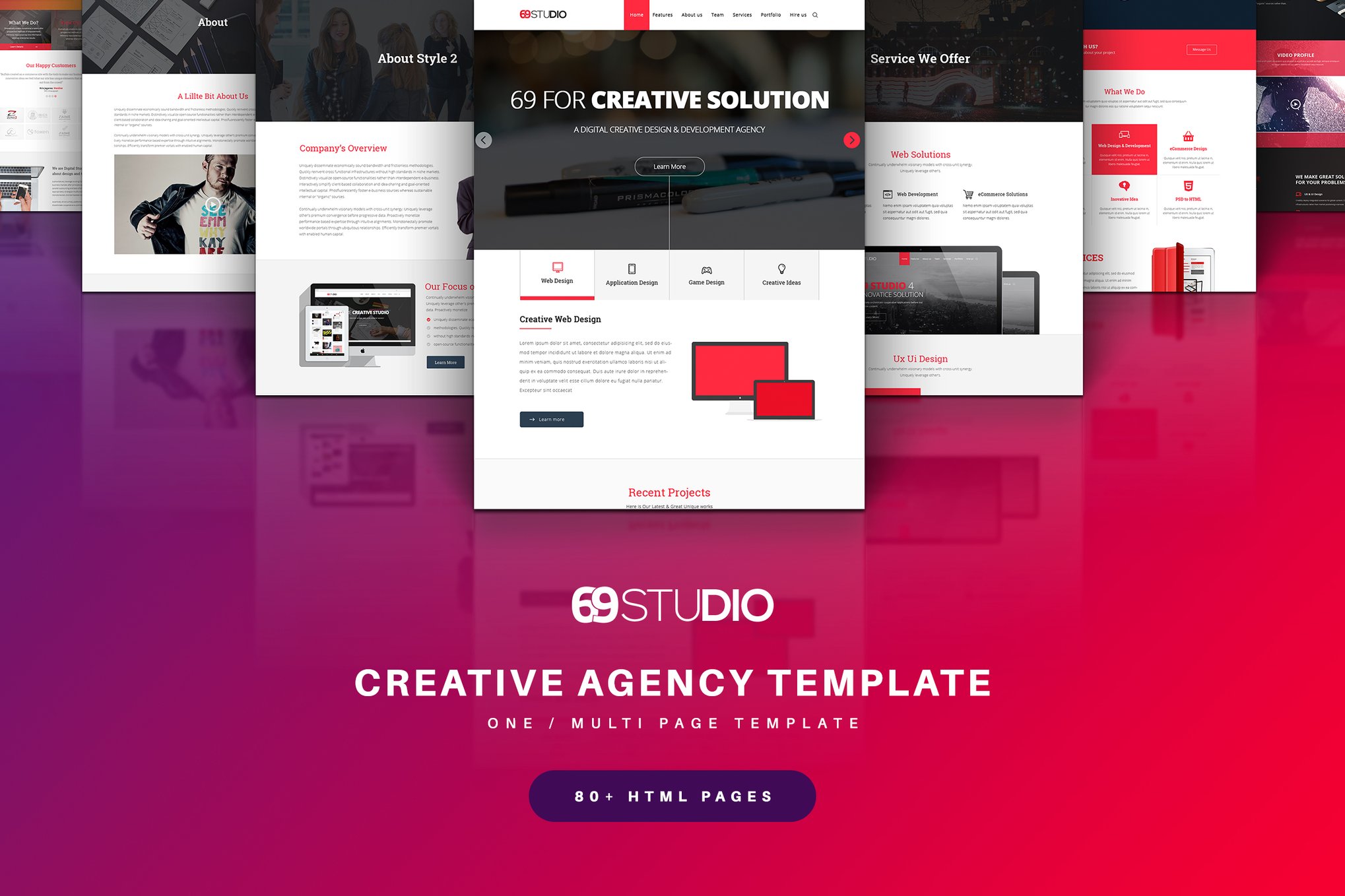Imagen de portada de 69Studio Creative Agency HTML5 Template (plantilla web)