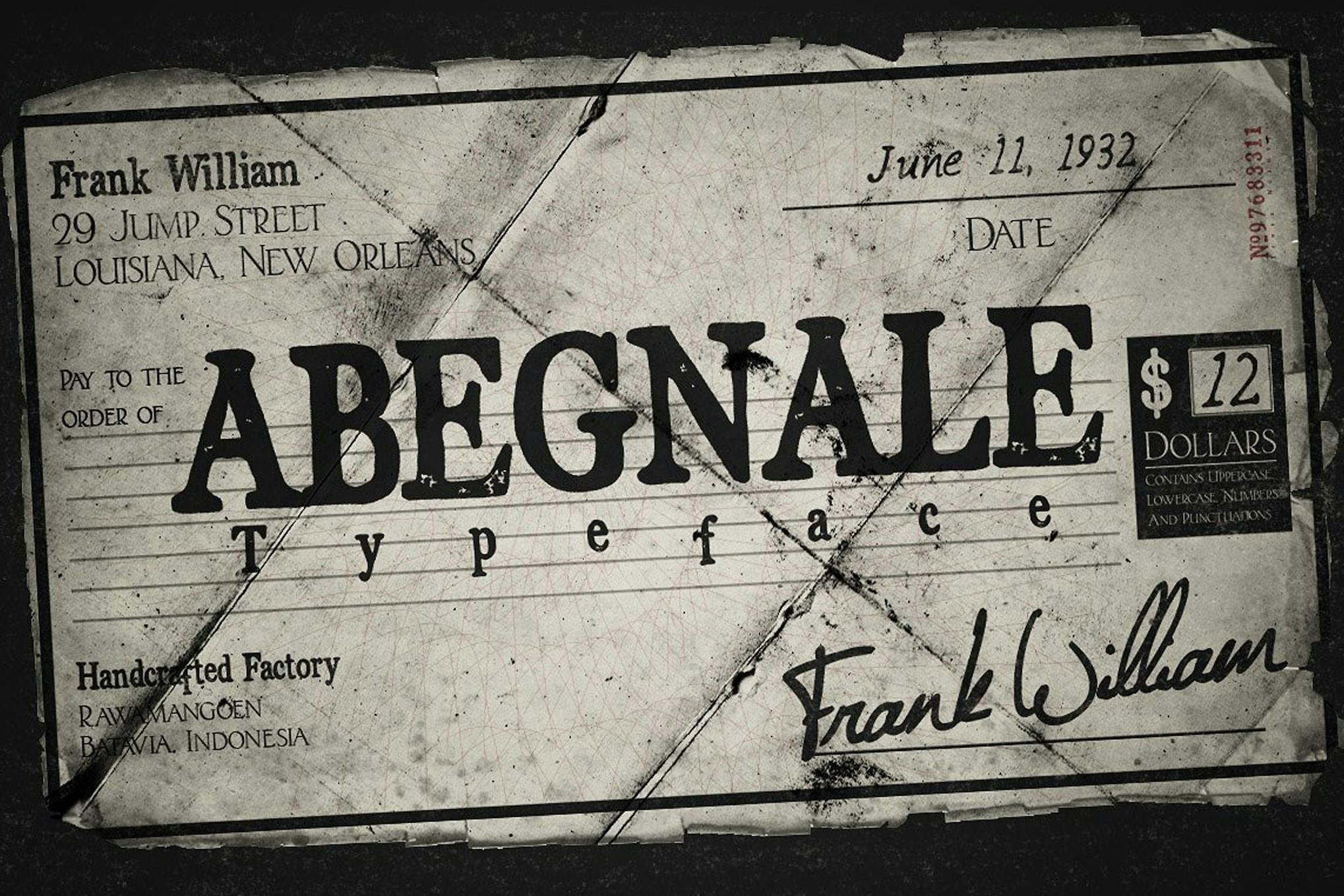 Imagen de portada de Abegnale Typeface (fuente)