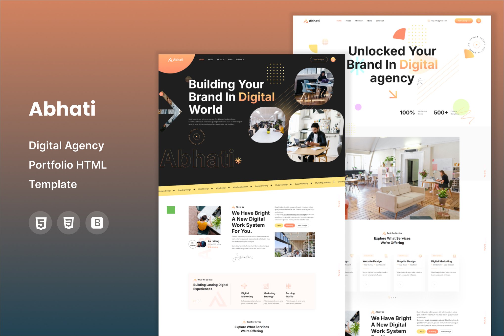Imagen de portada de Abhati - Digital Agency HTML Template (plantilla web)