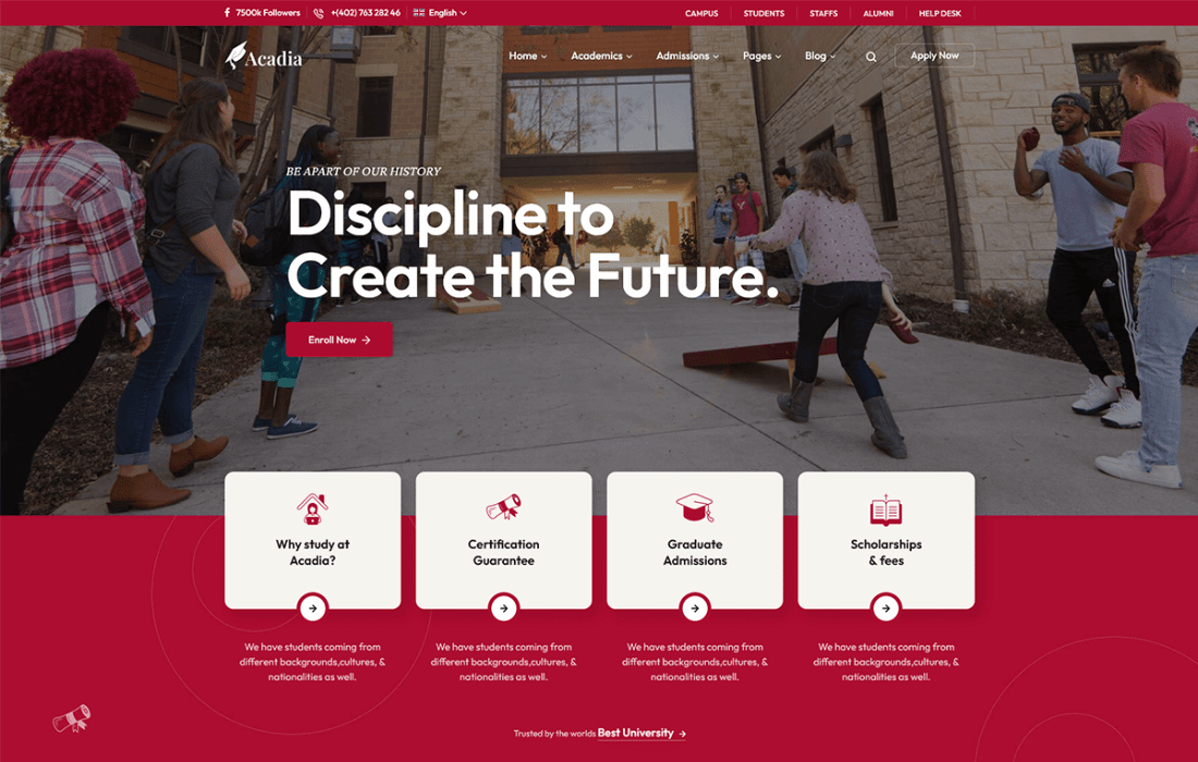 Imagen de portada de Acadia - Education Theme For University & Online Course (tema)
