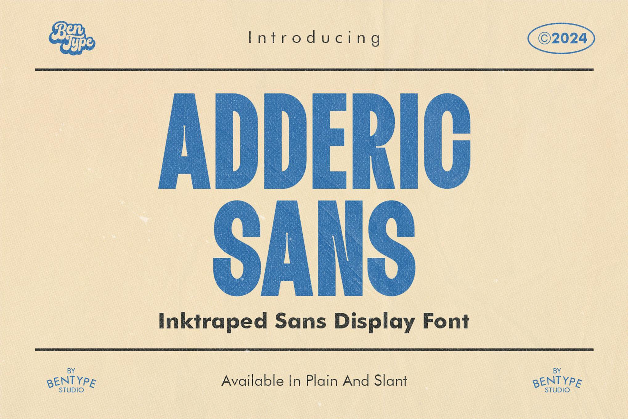 Imagen de portada de Adderic - Inktaped Sans Display (fuente)