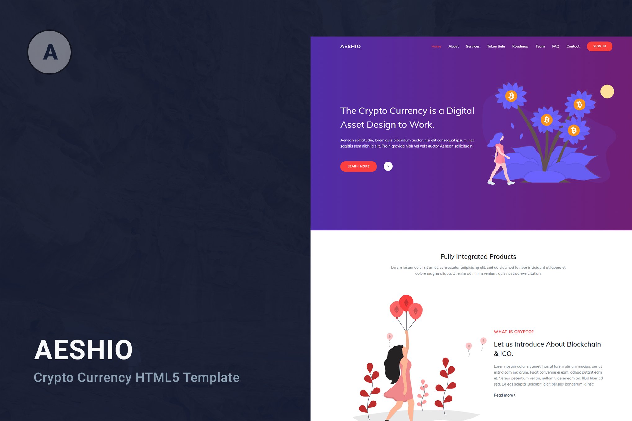 Imagen de portada de Aeshio - Crypto Currency HTML5 Template (plantilla web)