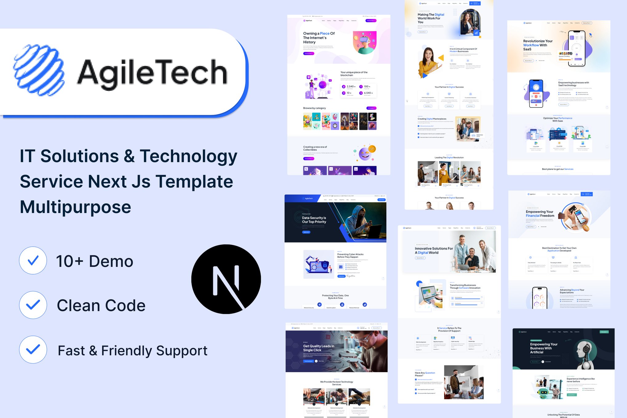 Imagen de portada de AgileTech - IT Solutions & Technology Next JS (plantilla web)