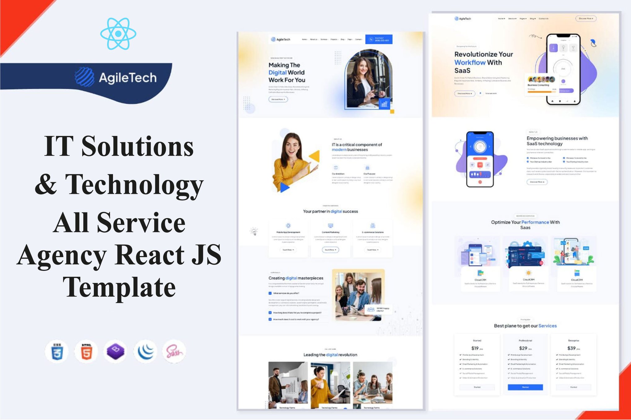 Imagen de portada de AgileTech - IT Solutions & Technology React Js (plantilla web)