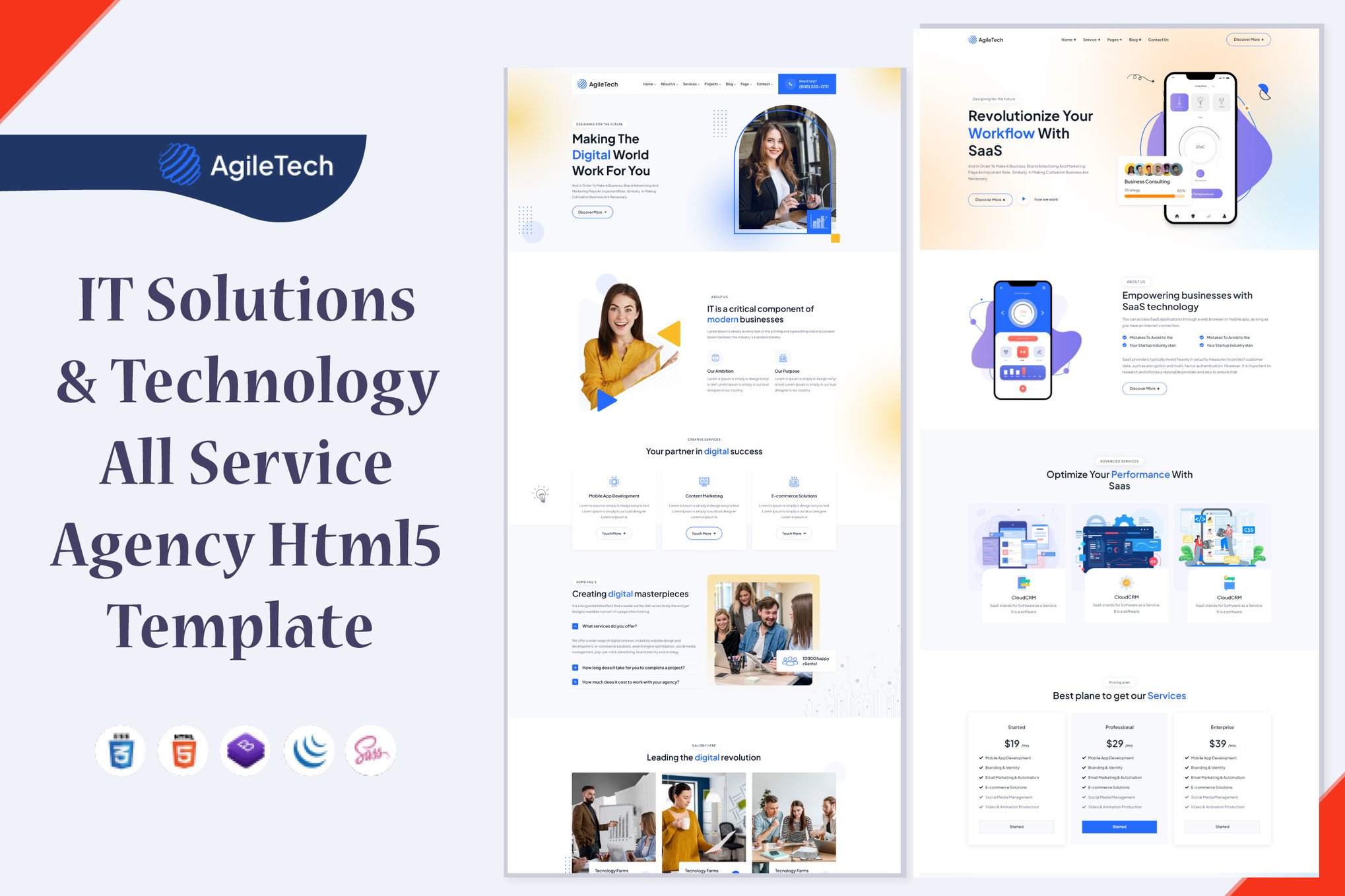 Imagen de portada de AglieTech - IT Solutions & Technology Template (plantilla web)