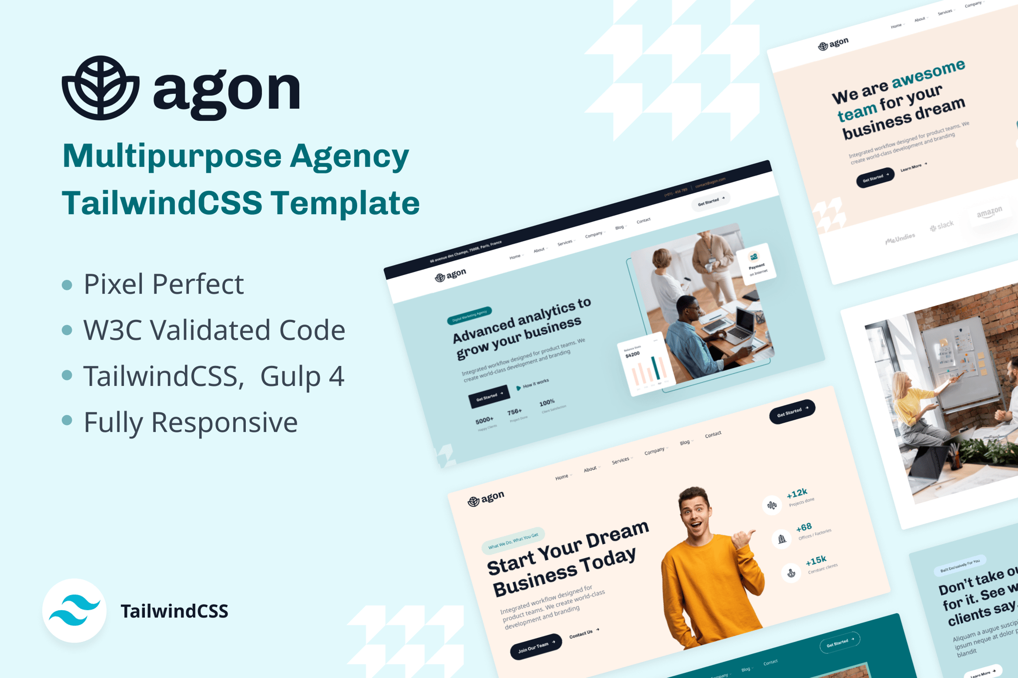 Imagen de portada de Agon - Multipurpose Agency TailwindCSS Template (plantilla web)
