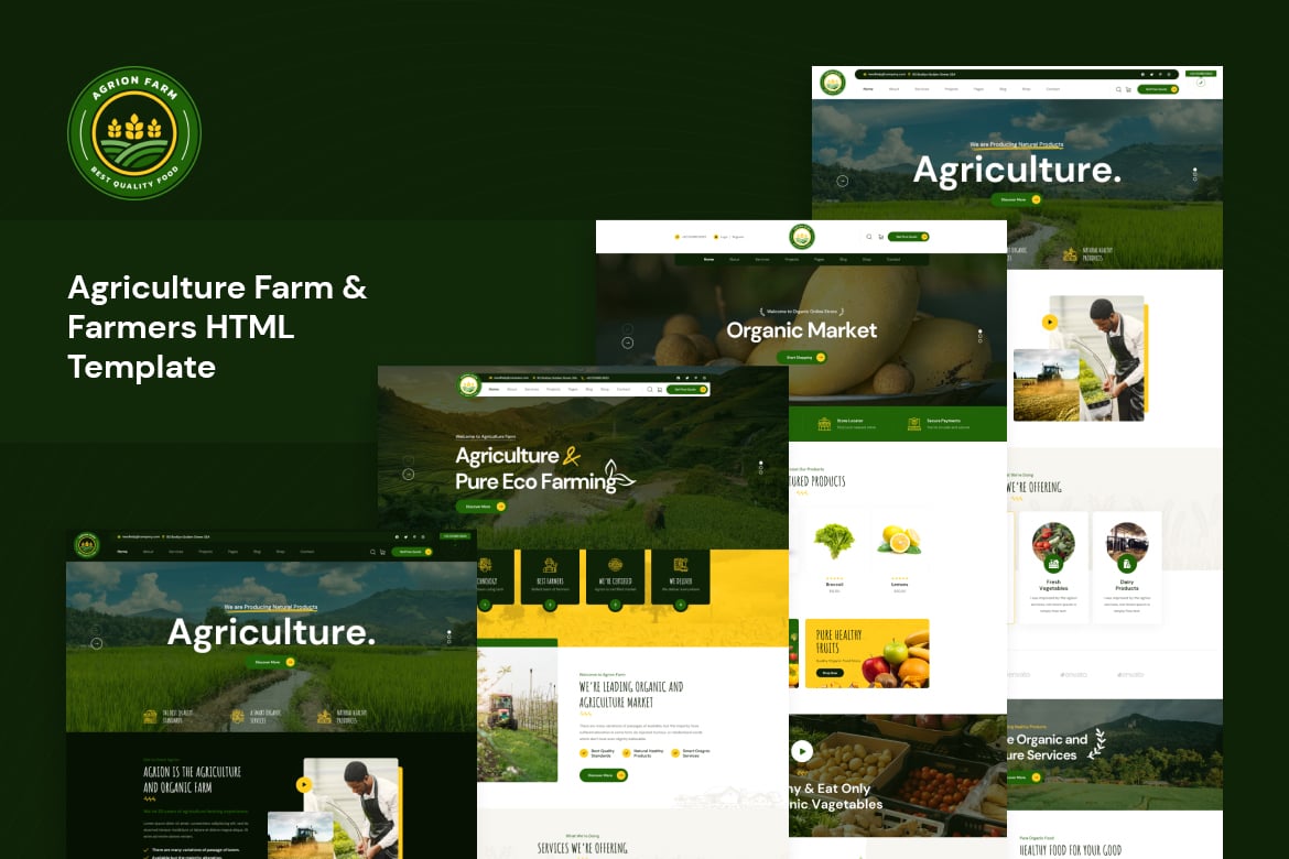 Imagen de portada de Agrion - Agriculture Farm & Farmers HTML Template (plantilla web)