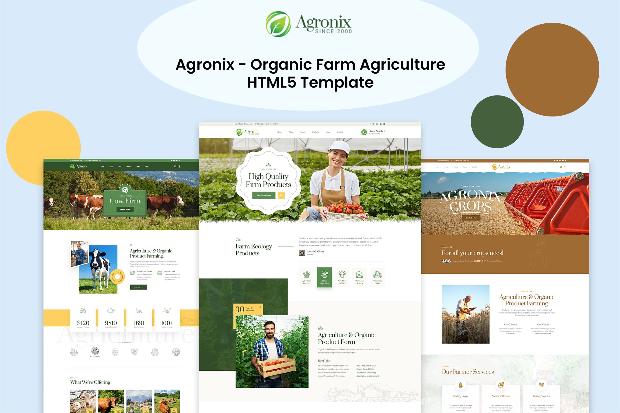 Imagen de portada de Agronix - Organic Farm Agriculture HTML5 Template (plantilla web)