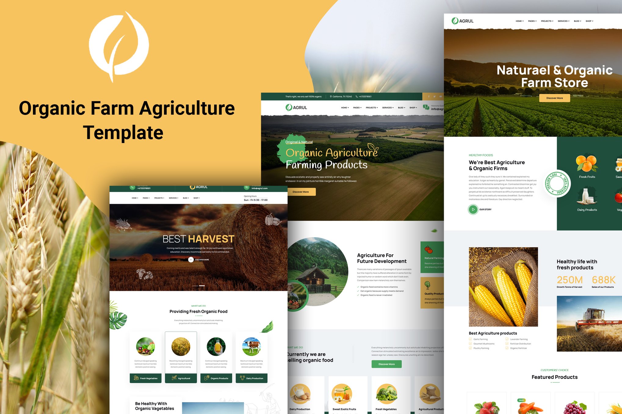 Imagen de portada de Agrul - Organic Farm Agriculture Template (plantilla web)