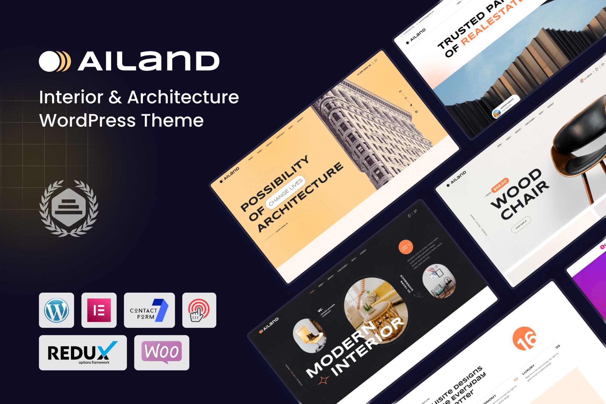 Imagen de portada de Ailand - Interior & Architecture WordPress Theme (tema)