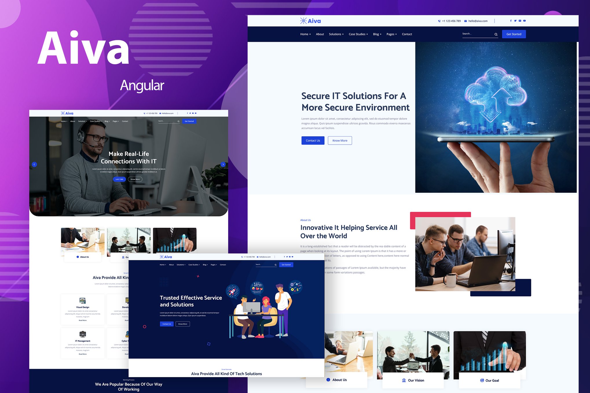 Imagen de portada de Aiva - Technology & IT Services Angular Template (plantilla web)