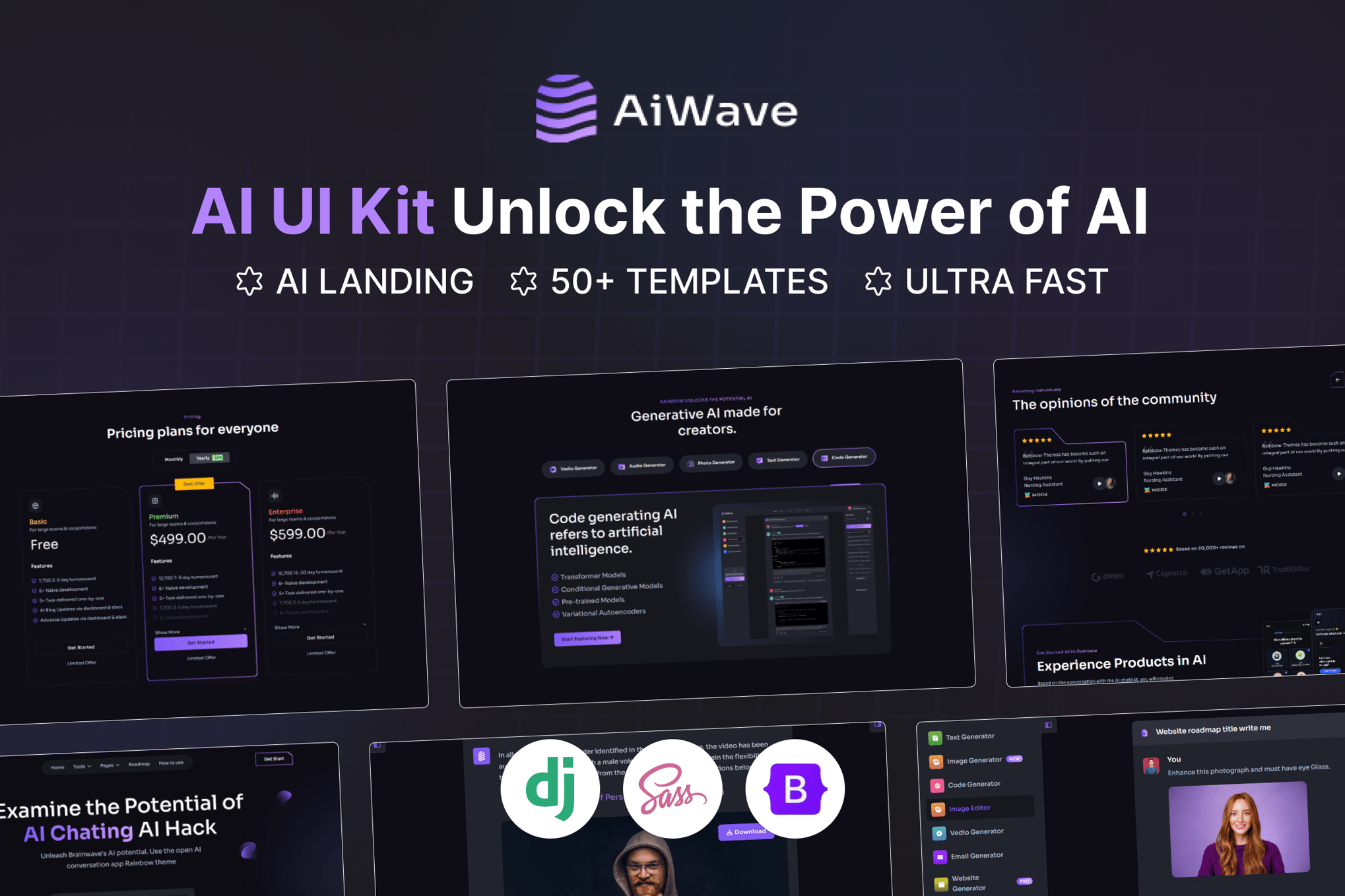 Imagen de portada de Aiwave Django 5 AI SaaS Website + Dashboard UI Kit (plantilla web)