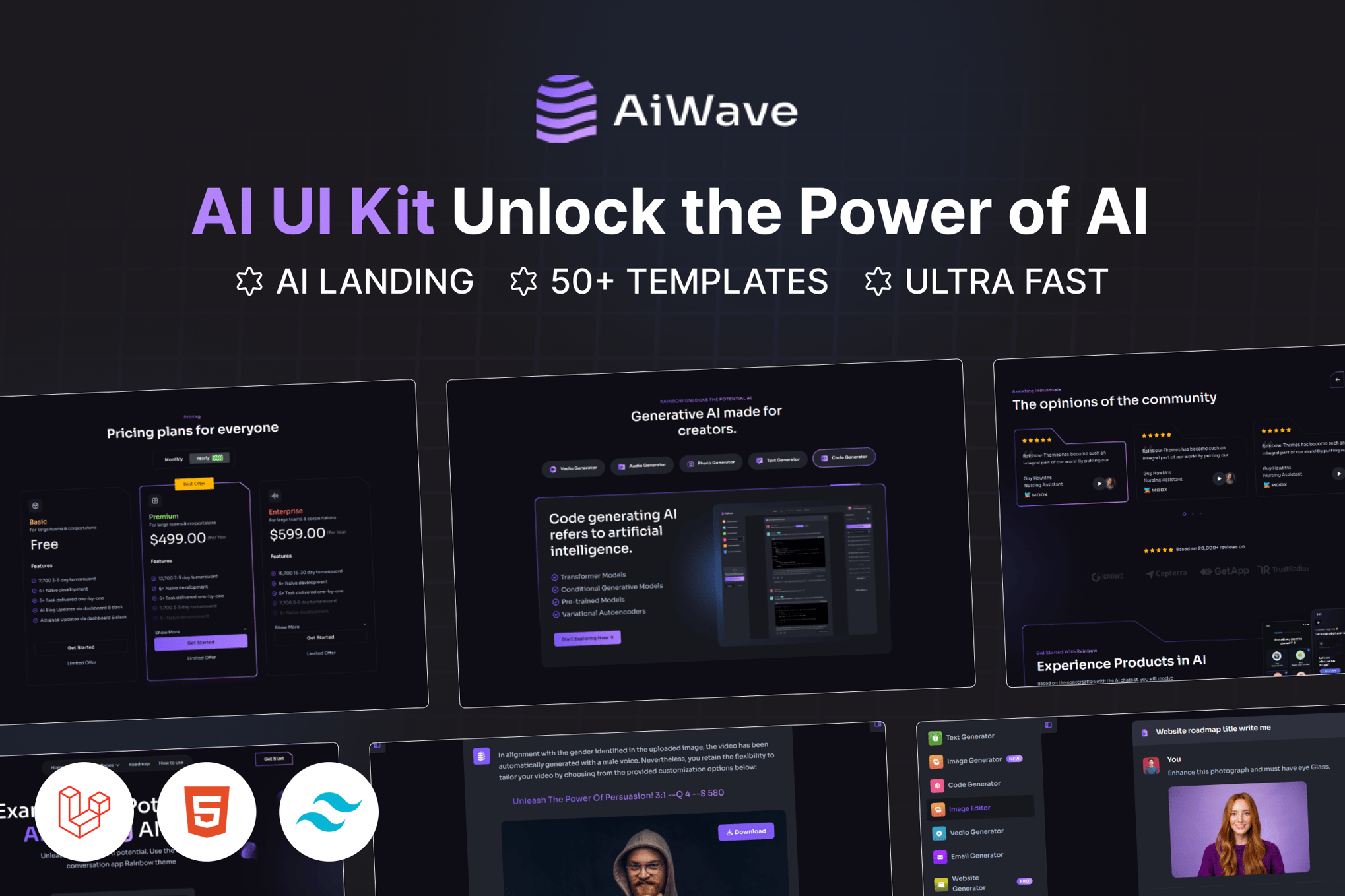 Imagen de portada de Aiwave – Laravel 11 - AI SaaS Website + Dashboard (plantilla web)