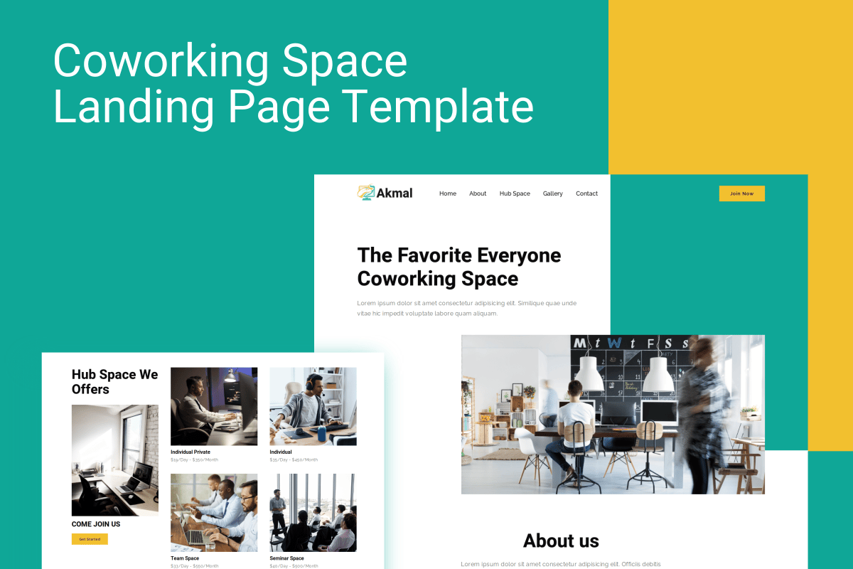 Imagen de portada de Akmal - Coworking Space Landing Page Template (plantilla web)