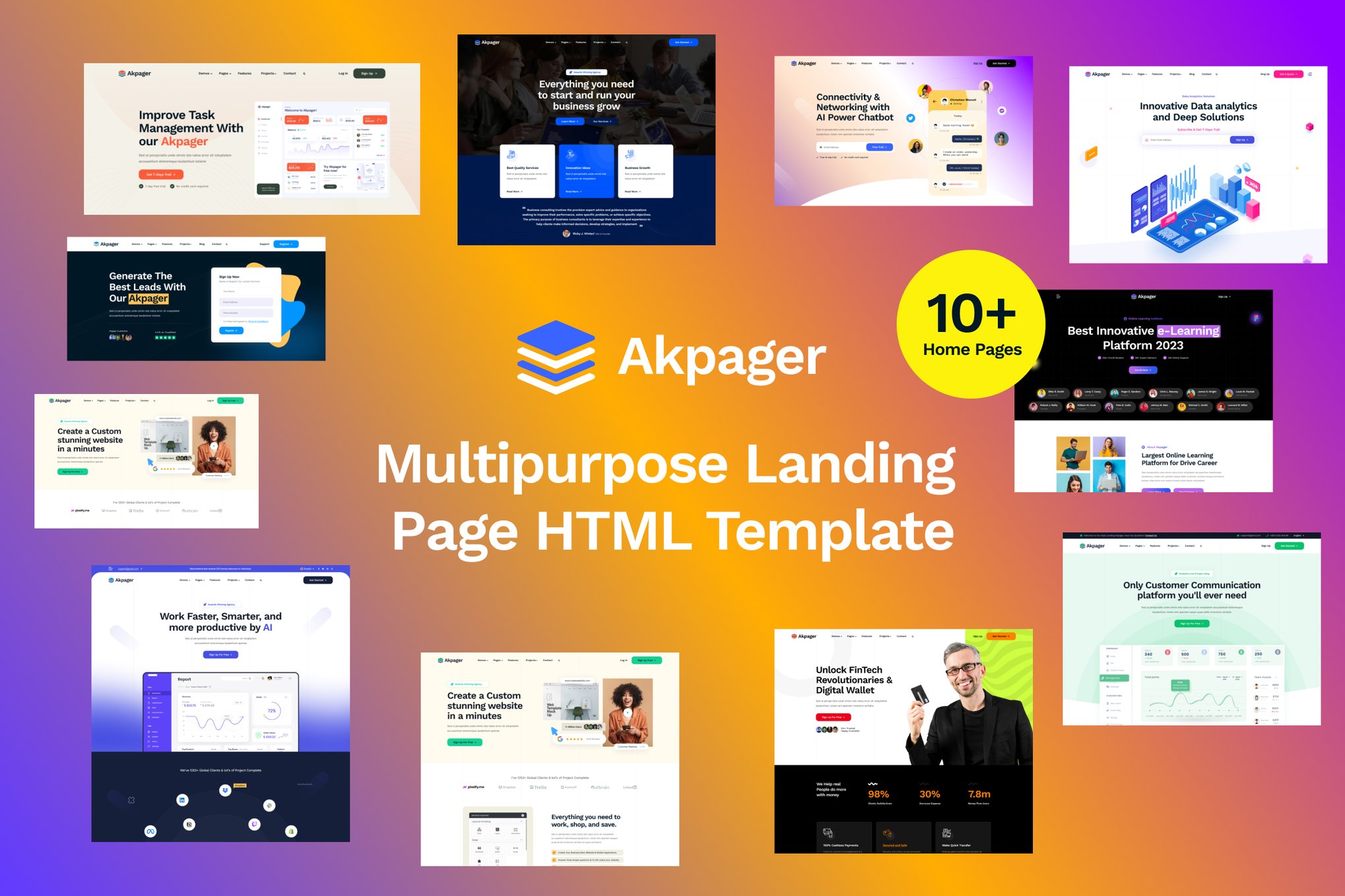 Imagen de portada de Akpager - Multipurpose Landing Page HTML Template (plantilla web)