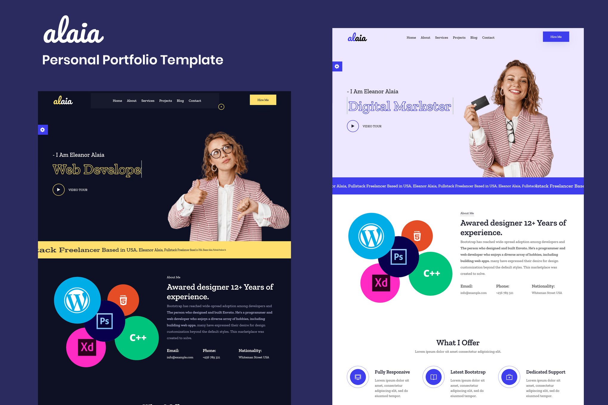 Imagen de portada de Alaia - Personal Portfolio Template (plantilla web)