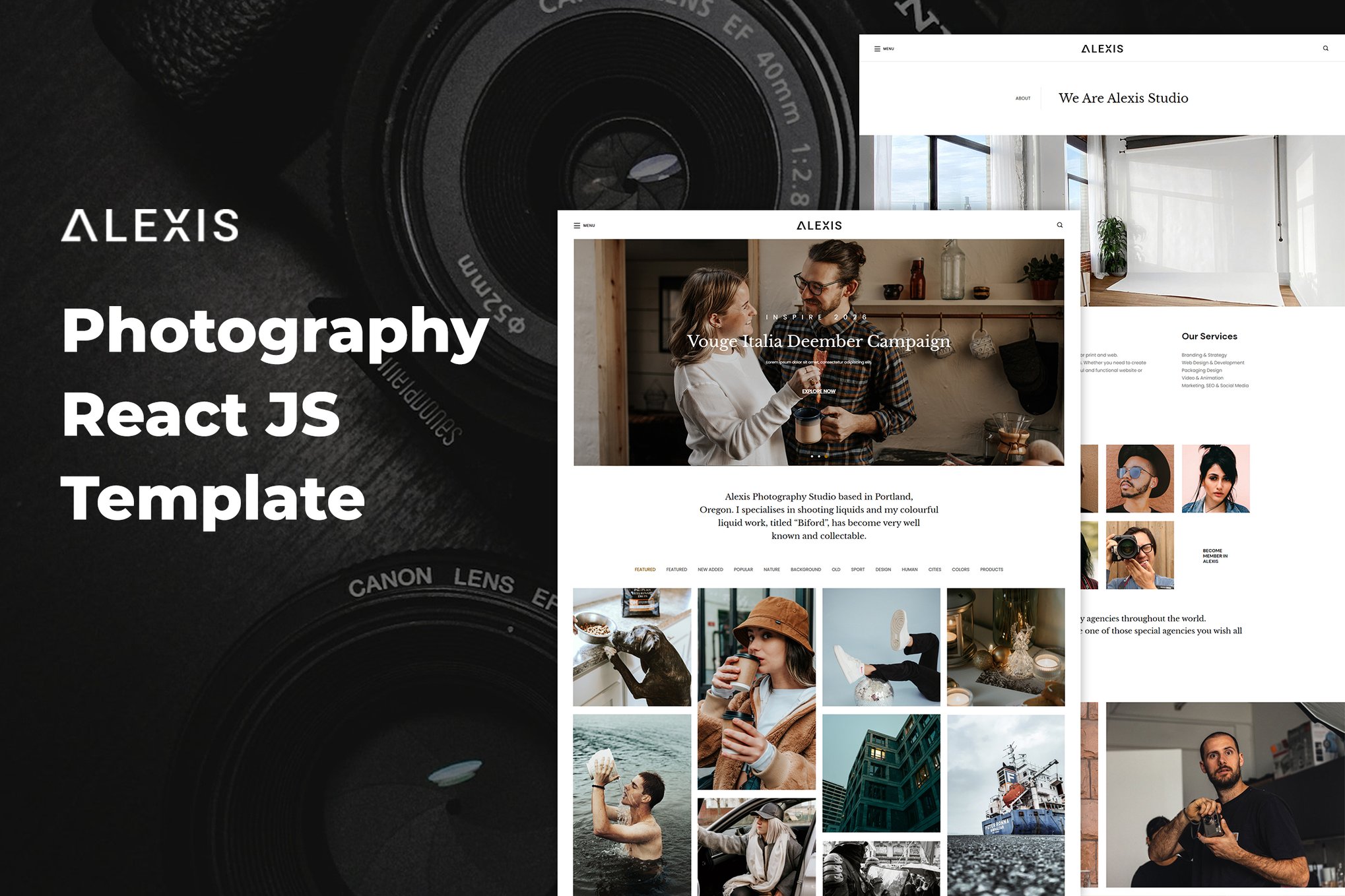 Imagen de portada de Alexis – Photography React JS Template (plantilla web)