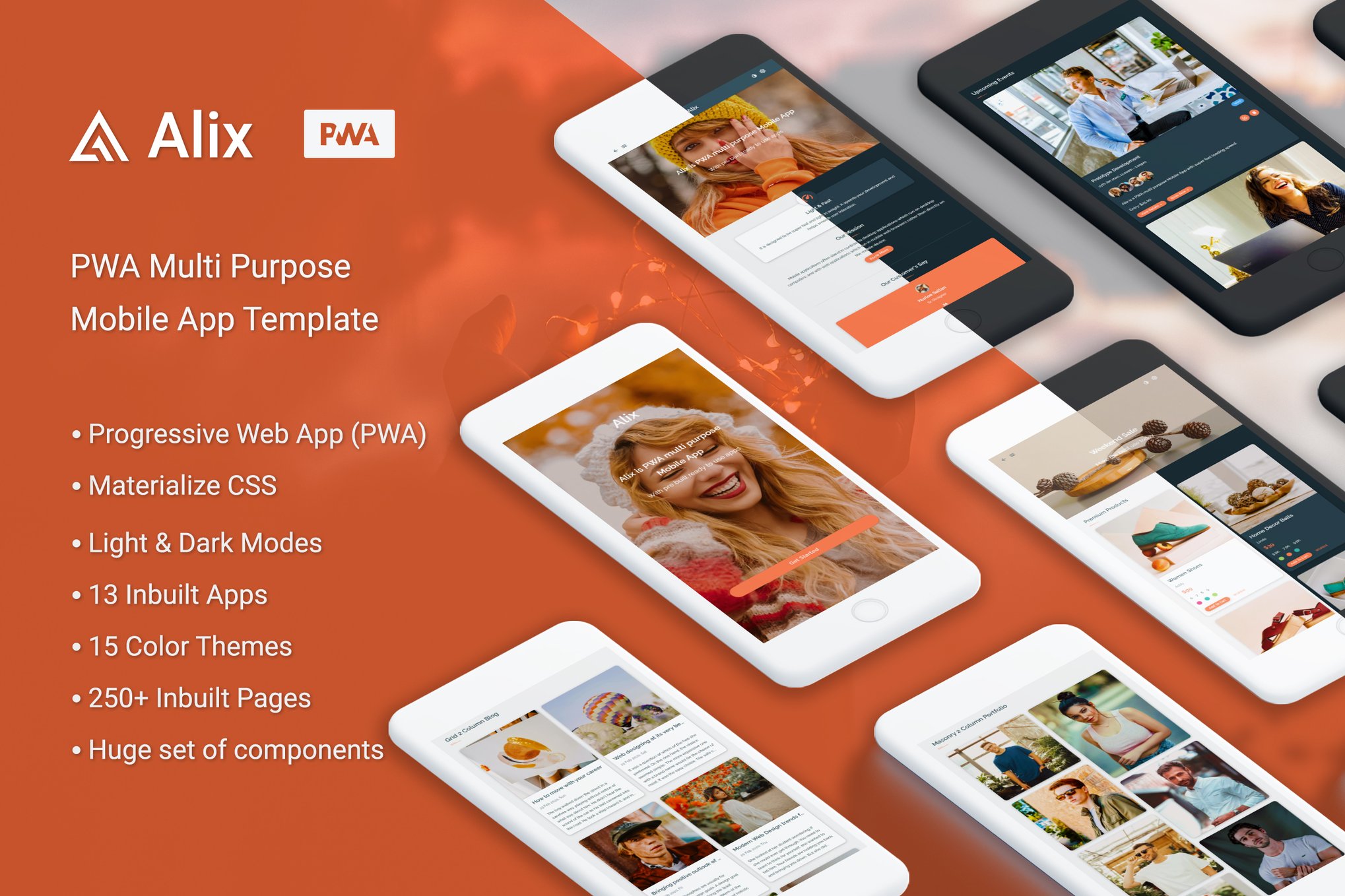 Imagen de portada de Alix: Multi Purpose PWA Mobile App Template (plantilla web)