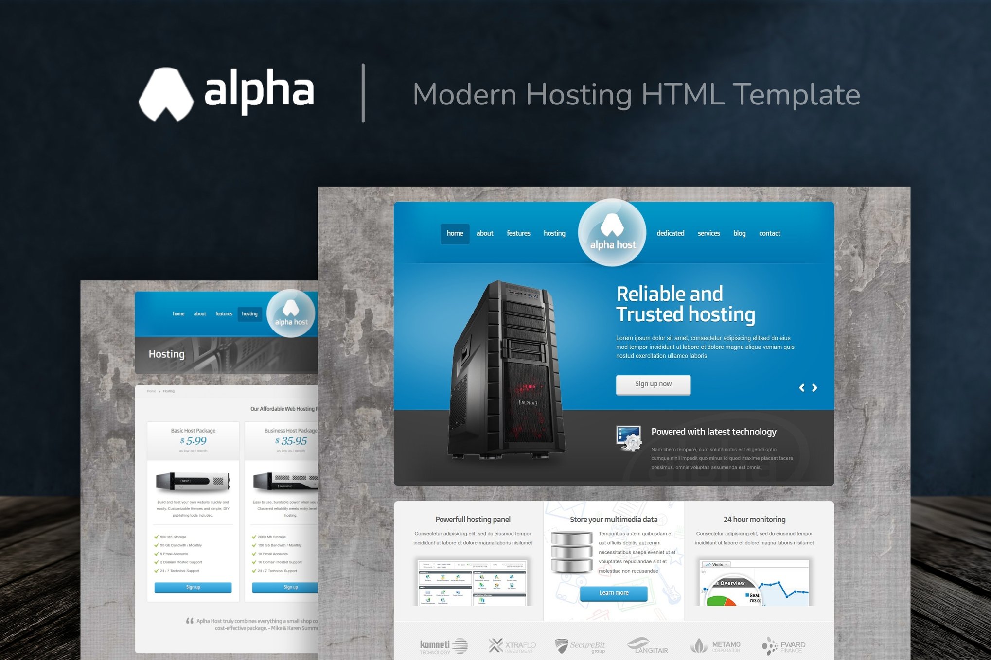 Imagen de portada de Alpha - Modern Hosting HTML Template (plantilla web)