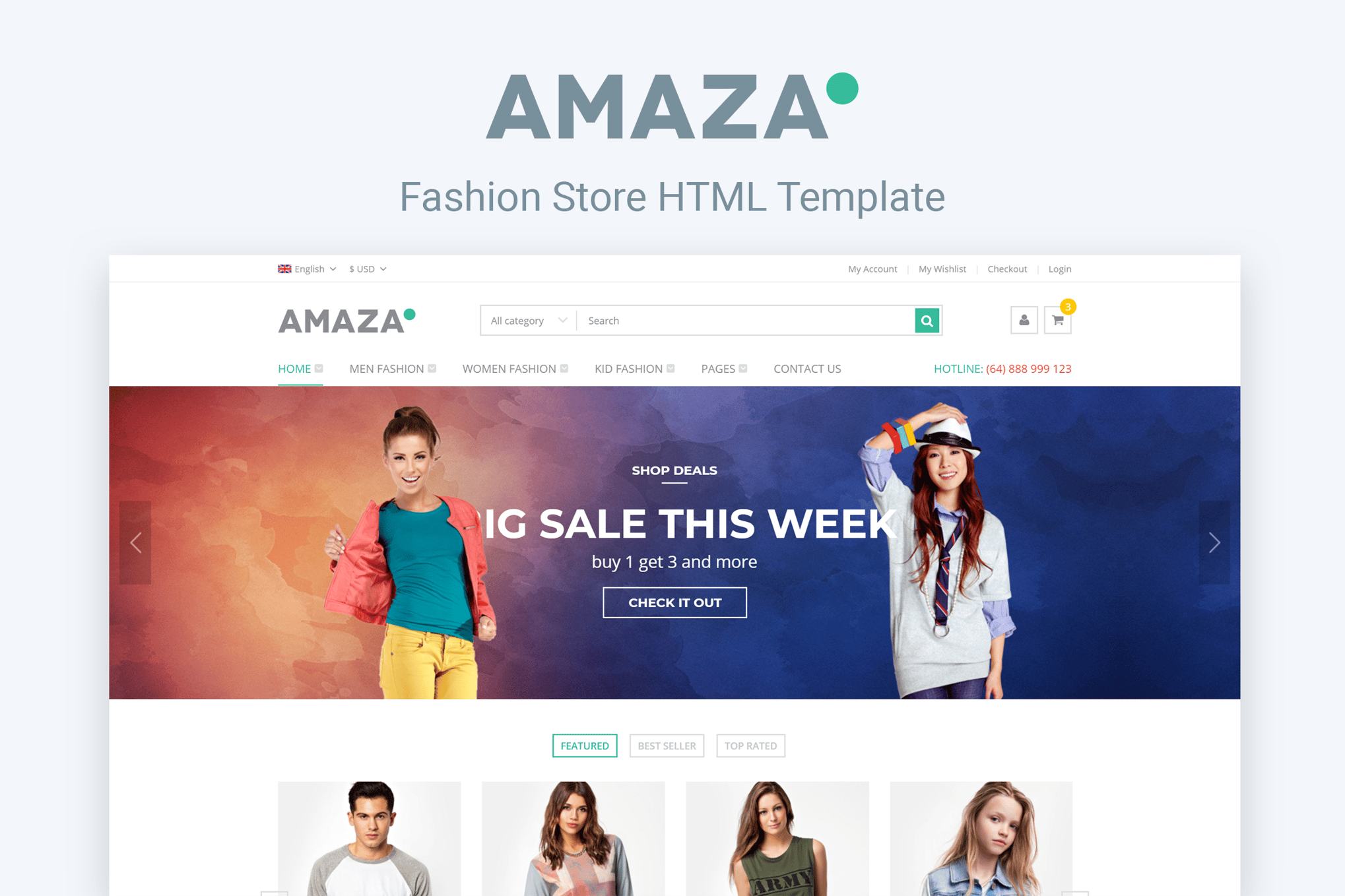 Imagen de portada de Amaza - Fashion Store HTML Template (plantilla web)