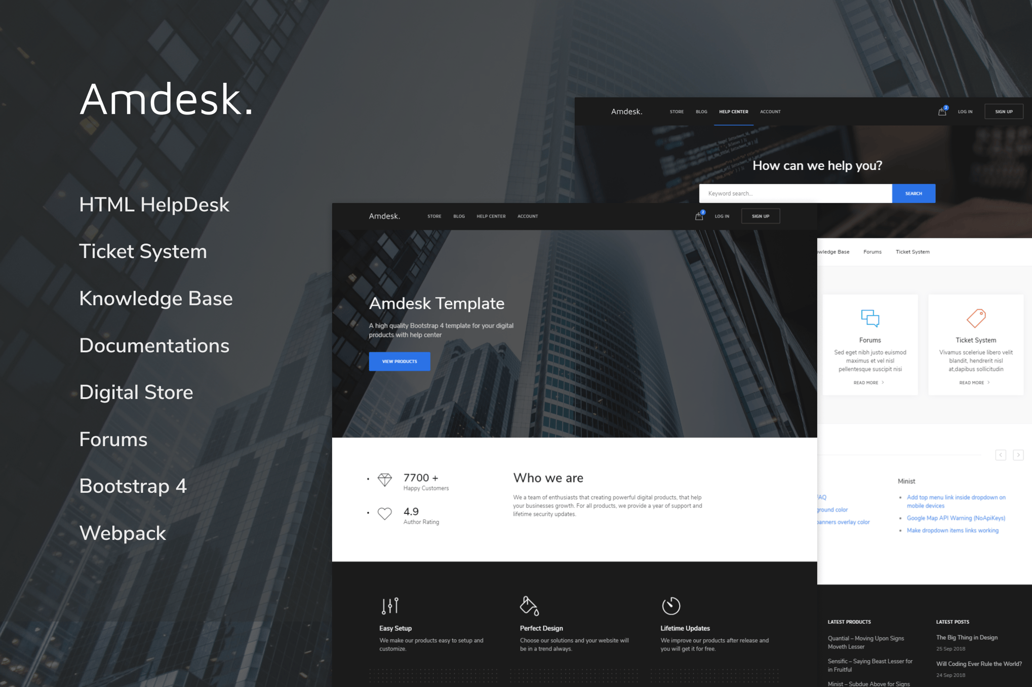 Imagen de portada de Amdesk - HelpDesk and Knowledge Base HTML template (plantilla web)