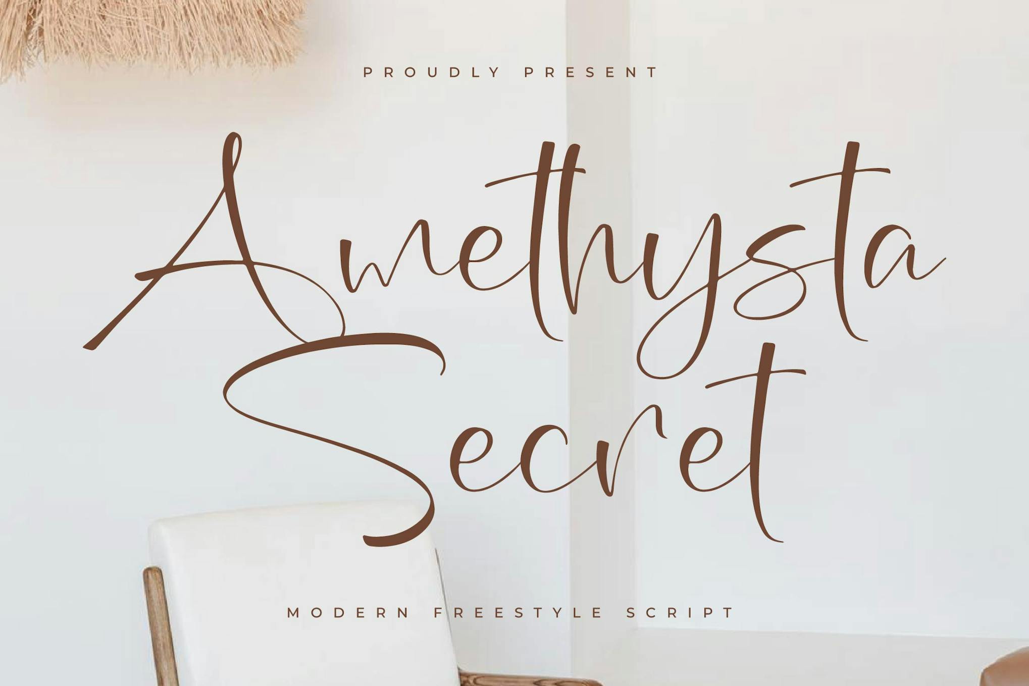 Imagen de portada de Amethysta Secret Modern Freestyle Script (fuente)