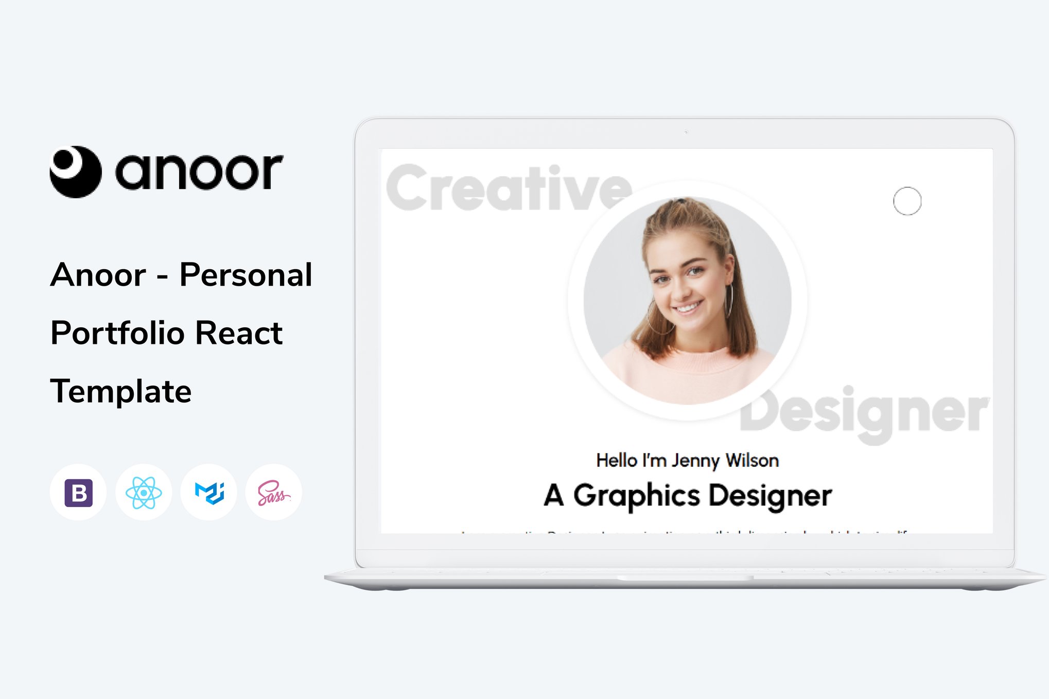 Imagen de portada de Anoor - Personal Portfolio React Template (plantilla web)