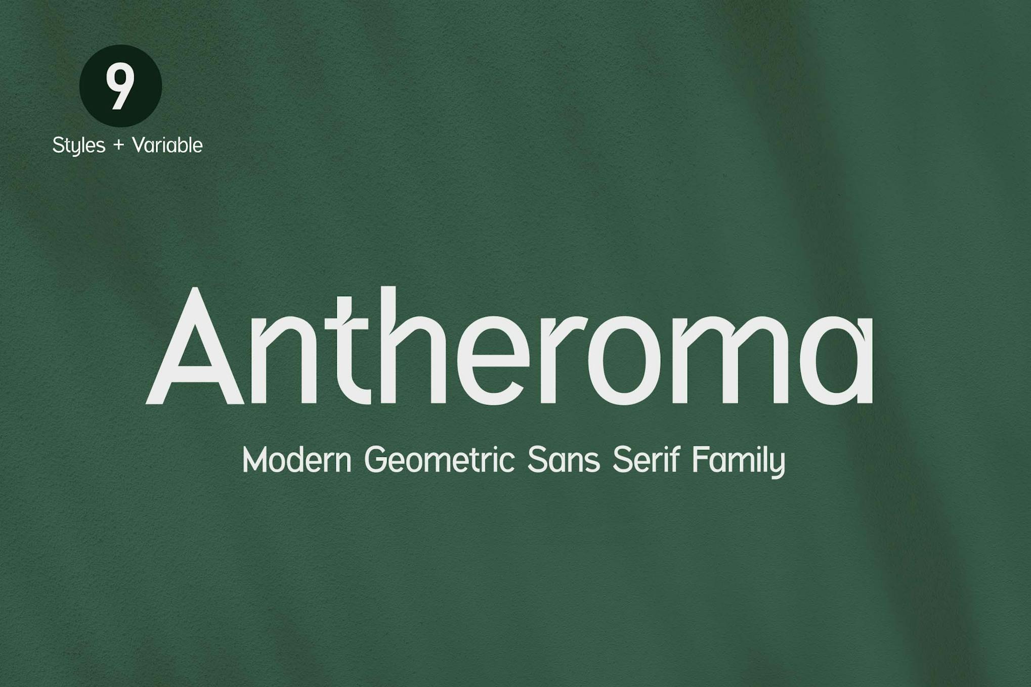 Imagen de portada de Antheroma Modern Geometric Sans Serif Family Font (fuente)