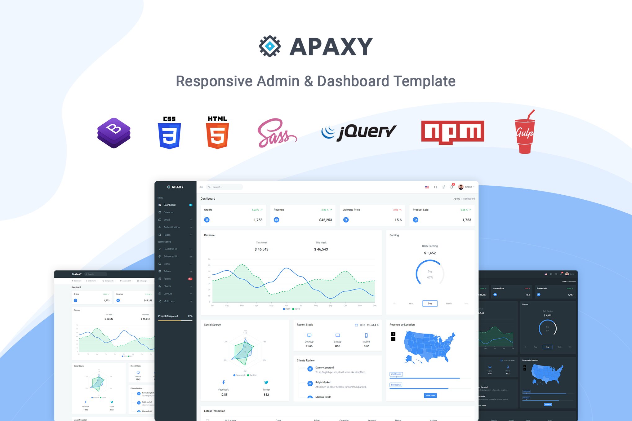 Imagen de portada de Apaxy - Admin & Dashboard Template (plantilla web)
