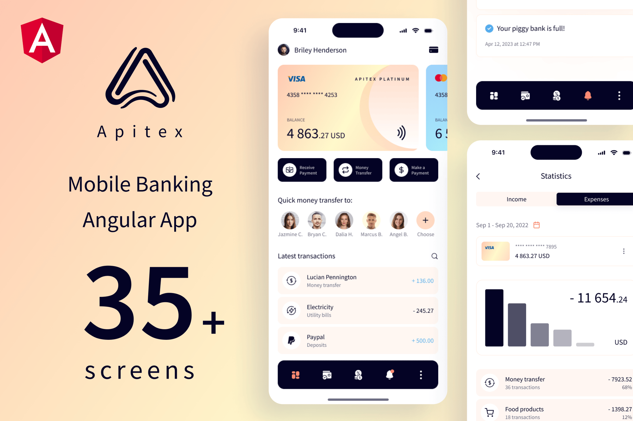 Imagen de portada de Apitex - Mobile Banking Angular App | PWA (plantilla web)