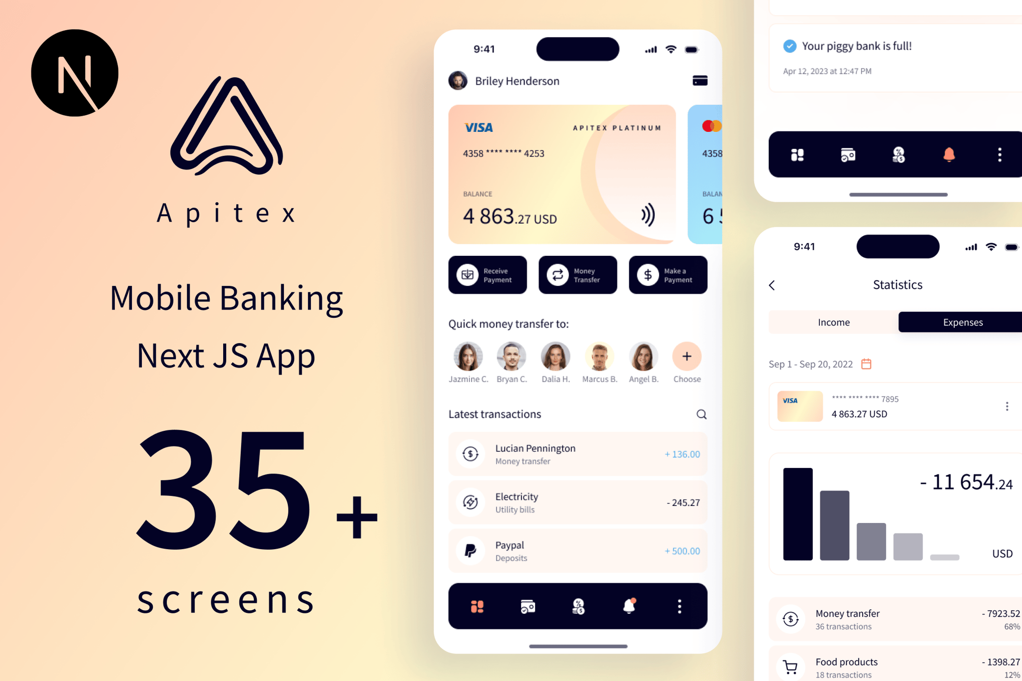 Imagen de portada de Apitex - Mobile Banking Next JS App | PWA (plantilla web)