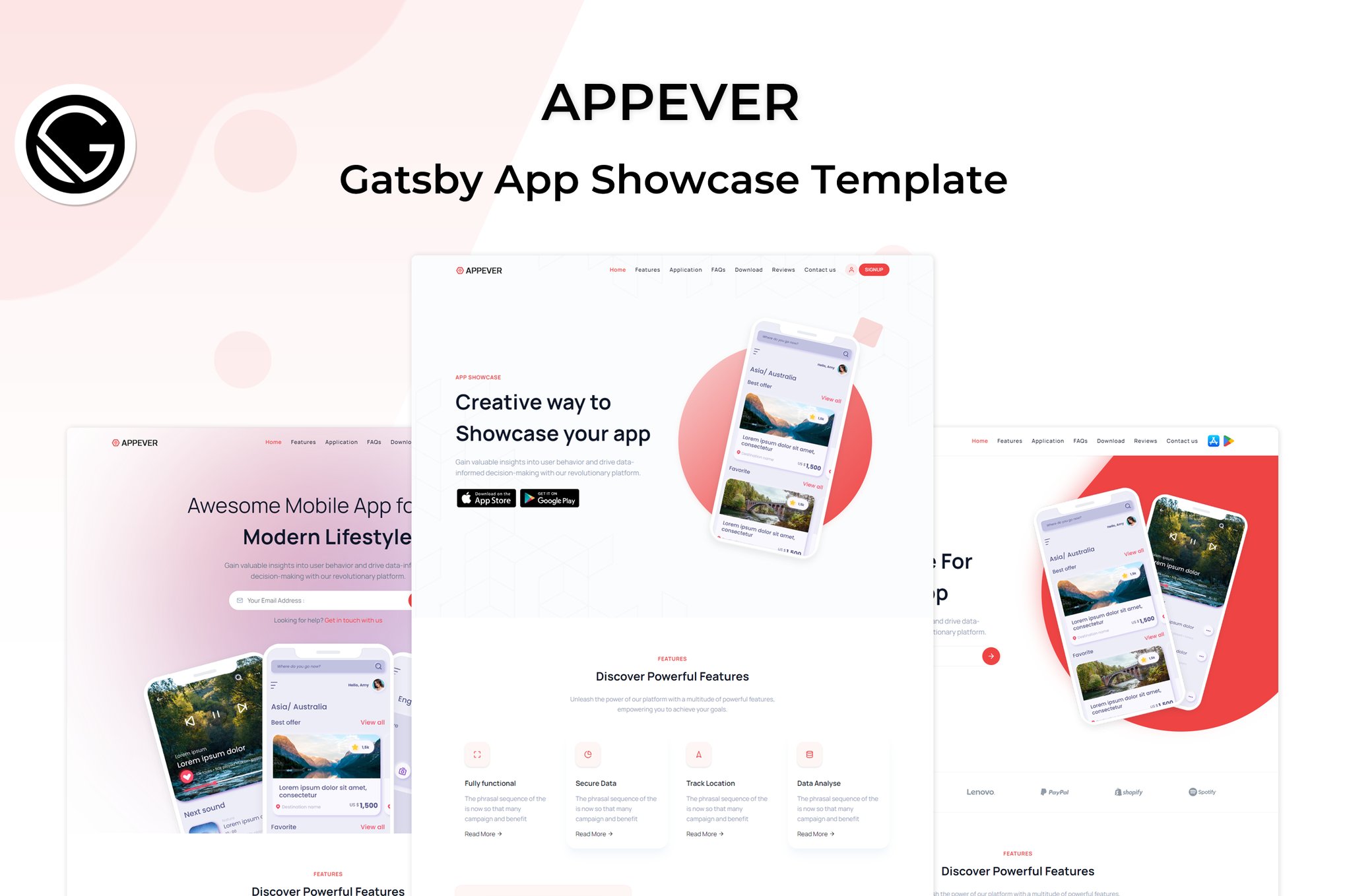 Imagen de portada de Appever - Gatsby App Landing Template (plantilla web)