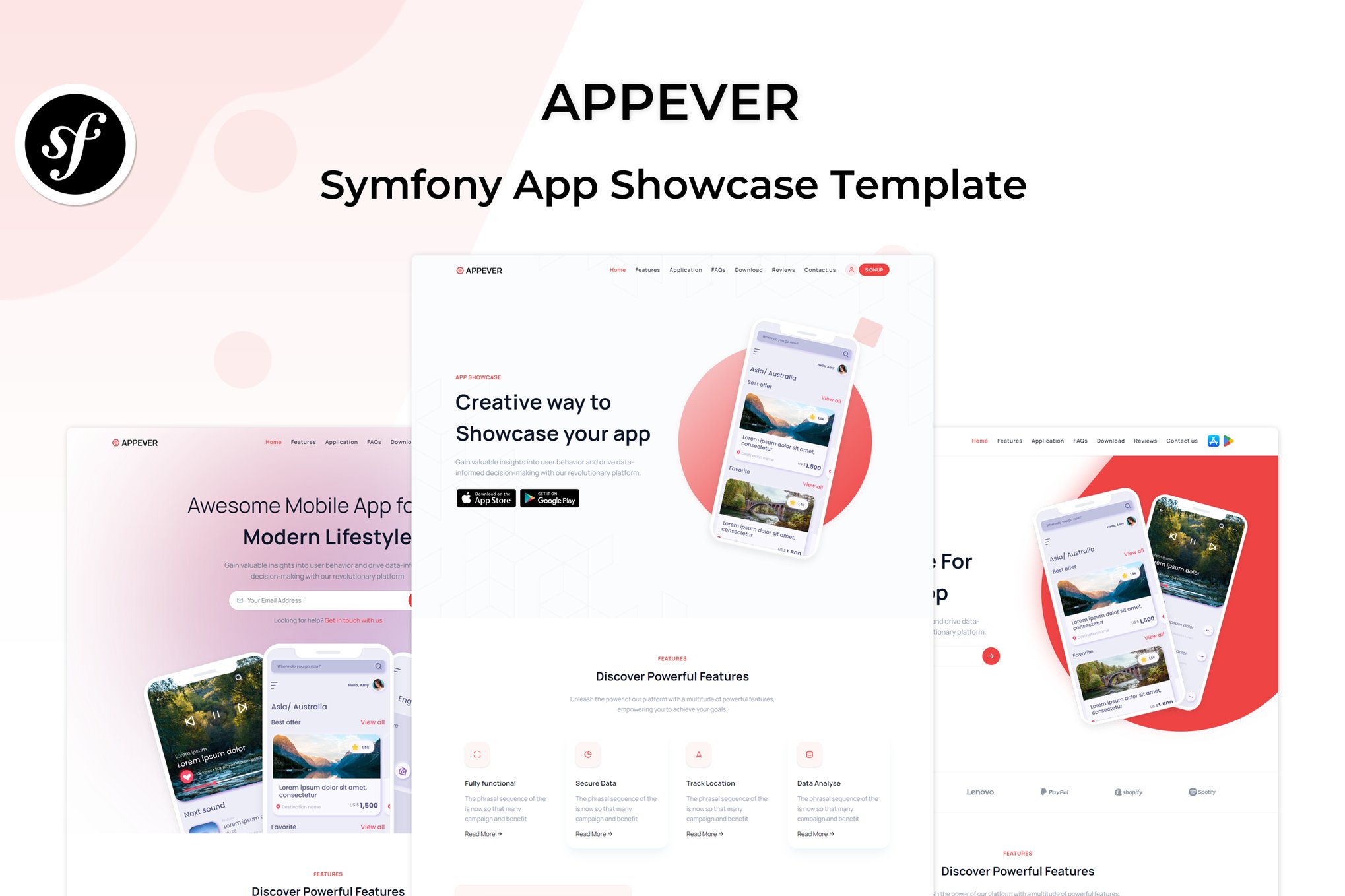 Imagen de portada de Appever - Symfony App Landing & Showcase Template (plantilla web)