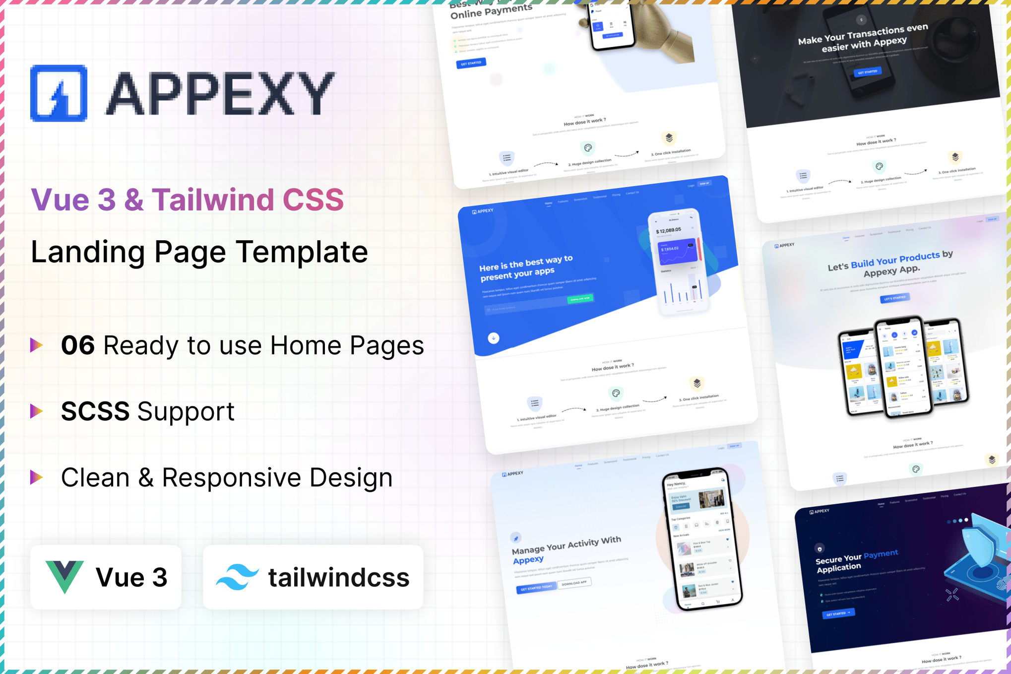 Imagen de portada de Appexy - Tailwind CSS & Vue Landing Page Template (plantilla web)