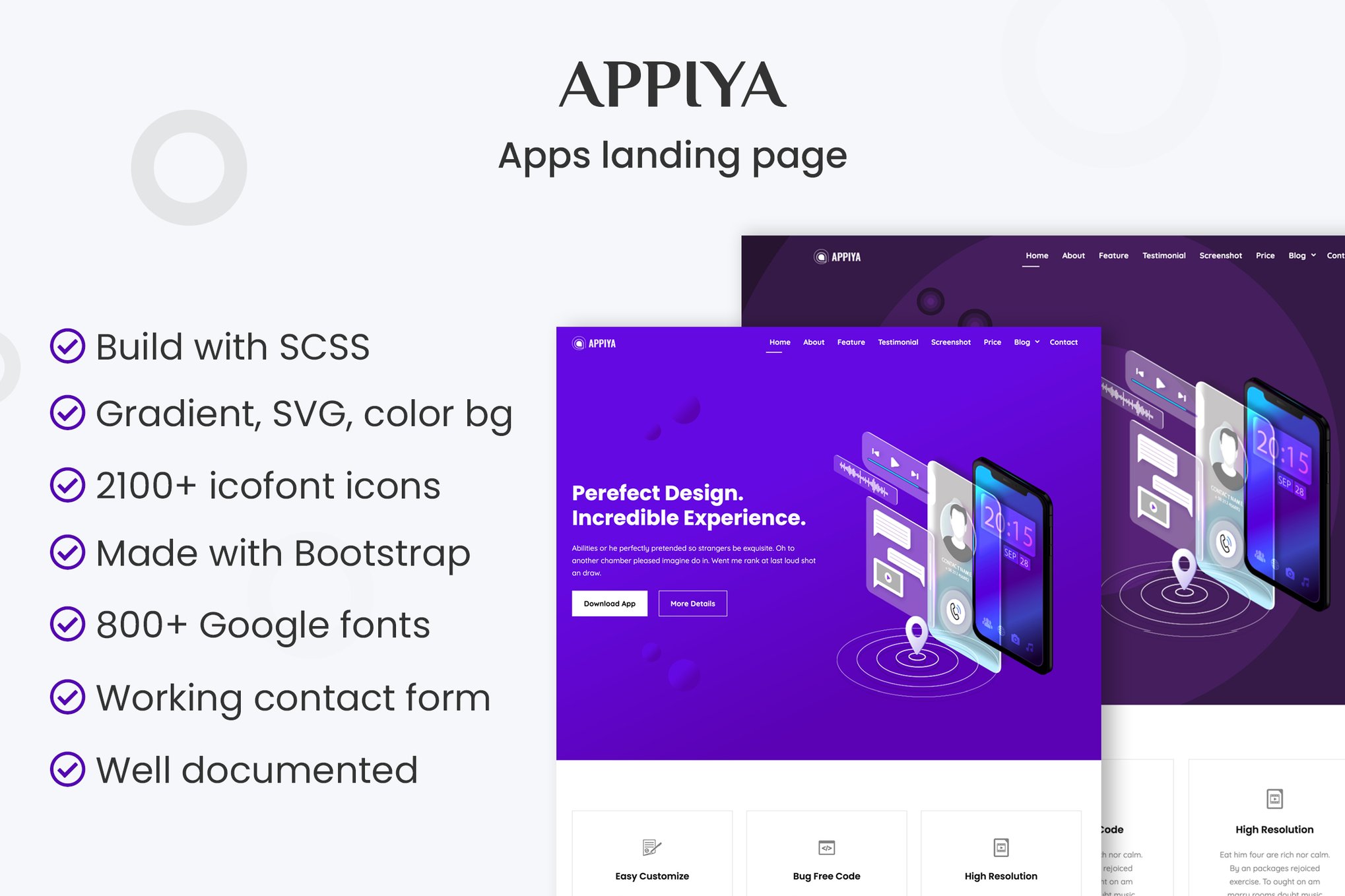 Imagen de portada de Appiya - App Landing Page (plantilla web)