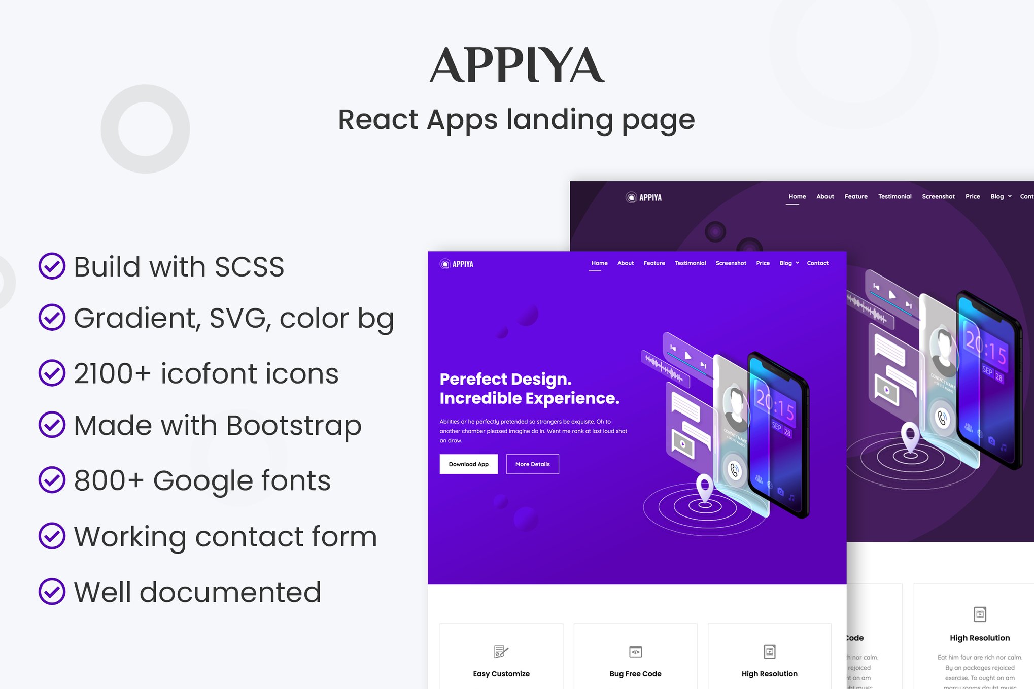 Imagen de portada de Appiya - React App Landing Page (plantilla web)