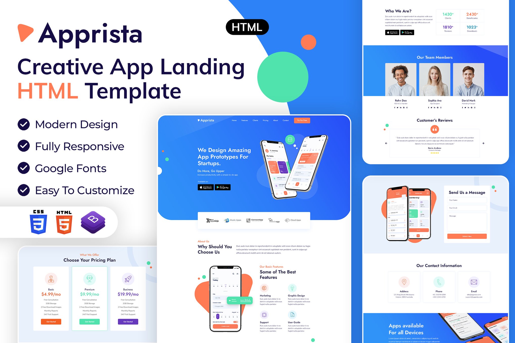 Imagen de portada de Apprista | Creative App Landing HTML Template (plantilla web)
