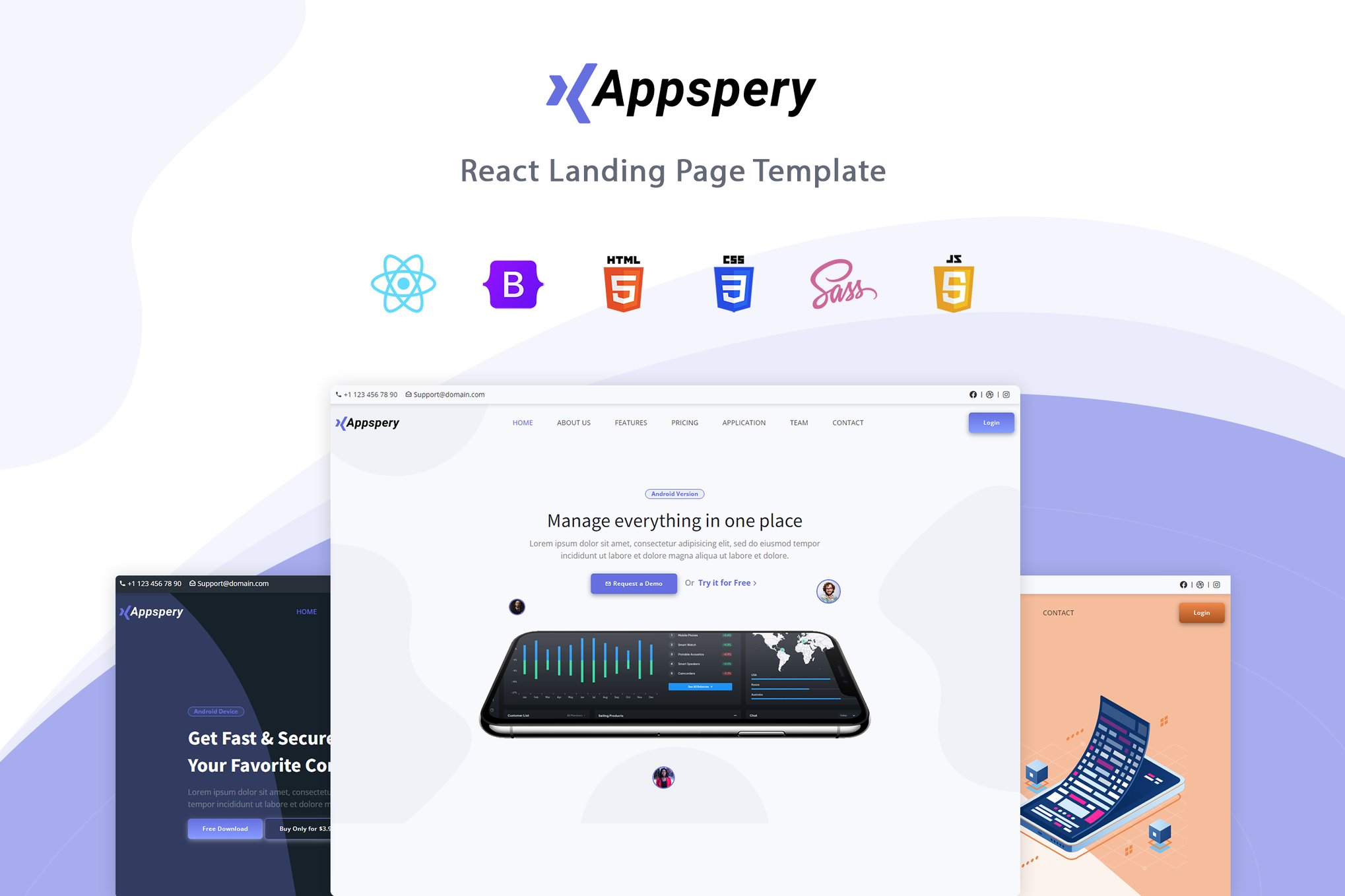 Imagen de portada de Appspery - React Landing Page Template (plantilla web)