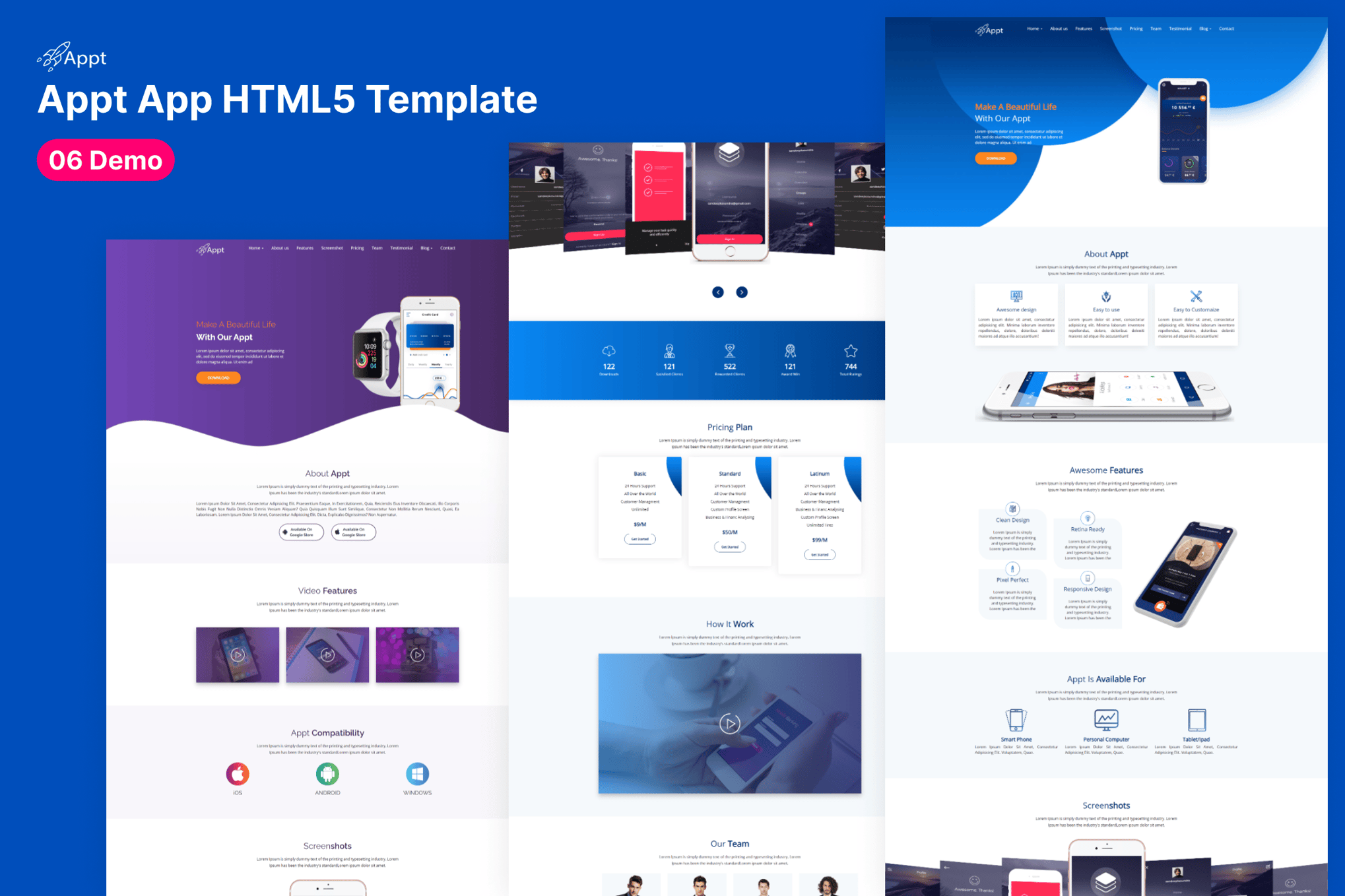 Imagen de portada de Appt - App Landing HTML5 Template (plantilla web)