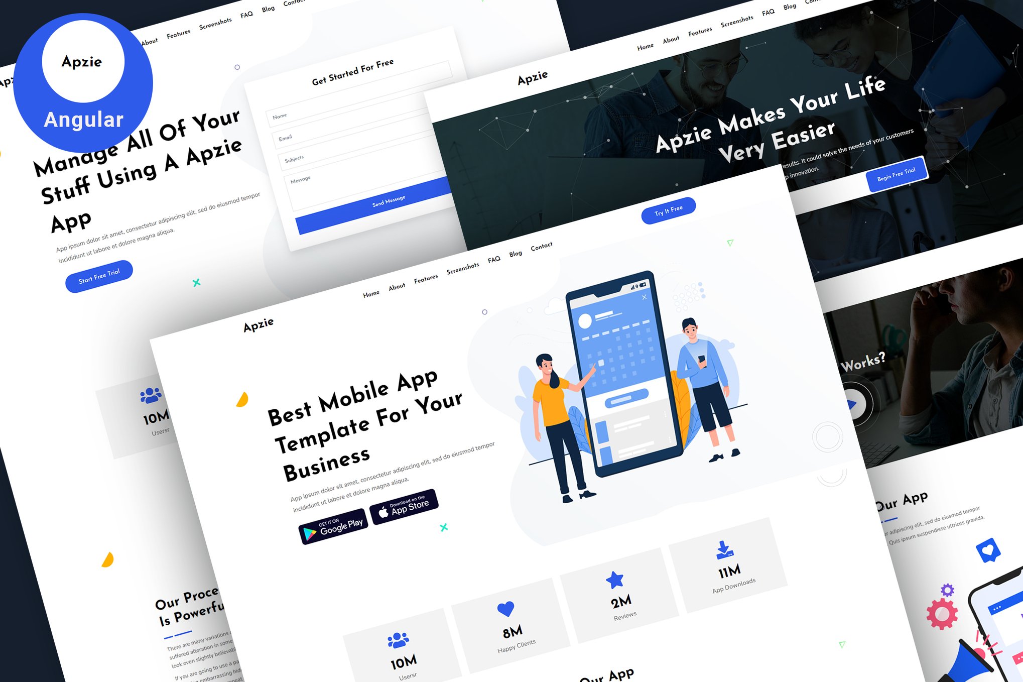Imagen de portada de Apzie - Angular App & SaaS Landing Page Template (plantilla web)