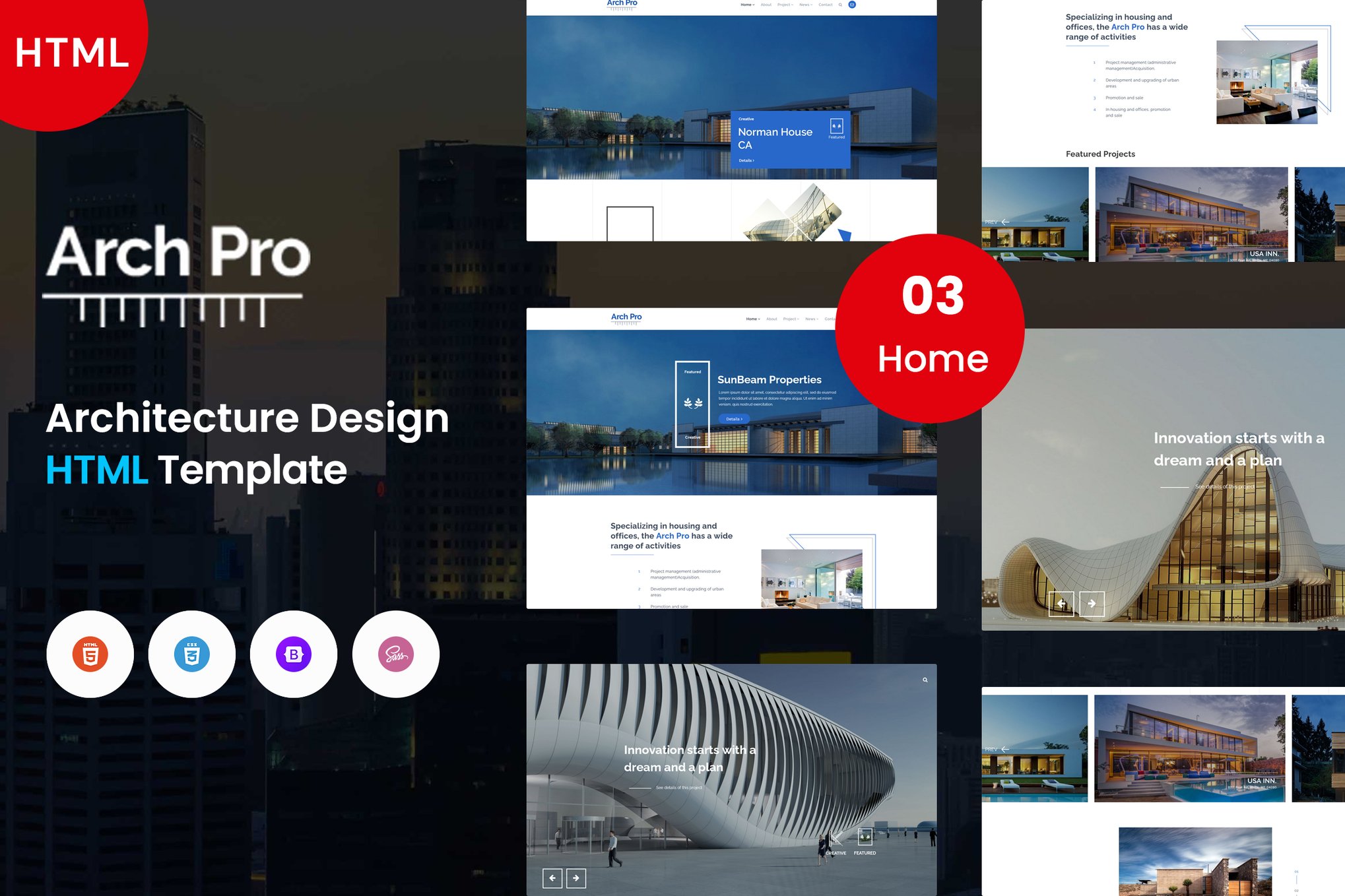 Imagen de portada de Arch Pro - Architecture and Interior Design (plantilla web)