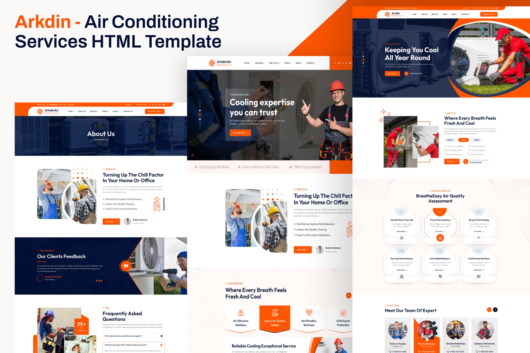 Imagen de portada de Arkdin – Air Conditioning Services HTML Template (plantilla web)