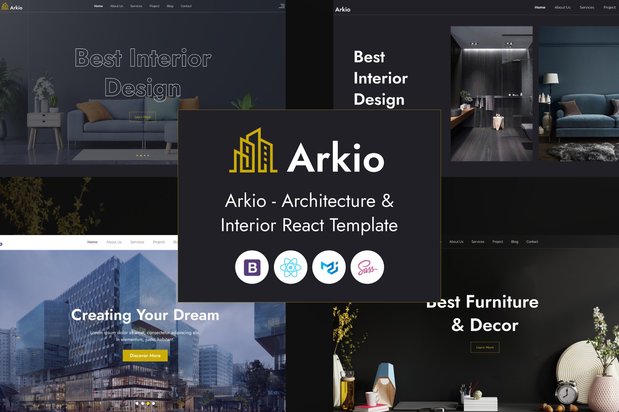 Imagen de portada de Arkio - Architecture & Interior React Template (plantilla web)