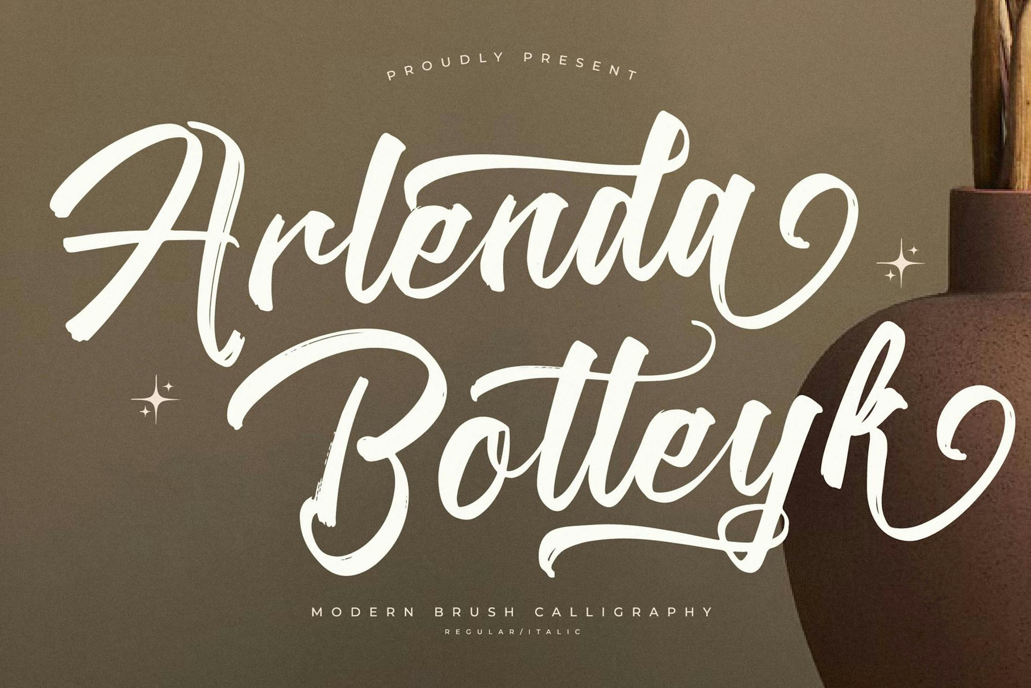 Imagen de portada de Arlenda Botteyk Modern Brush Calligraphy Font (fuente)