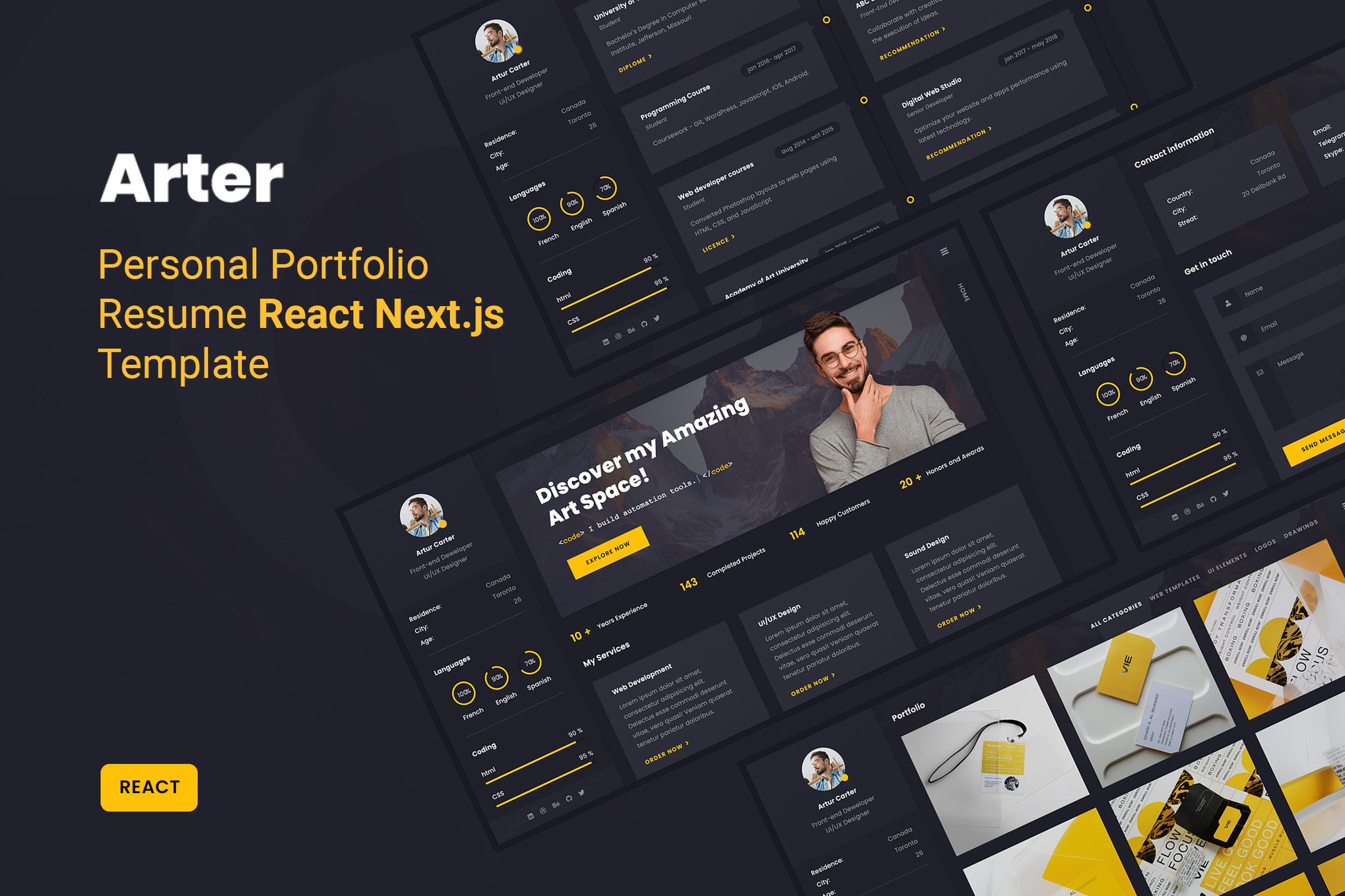 Imagen de portada de Arter - Personal Portfolio Resume React Template (plantilla web)