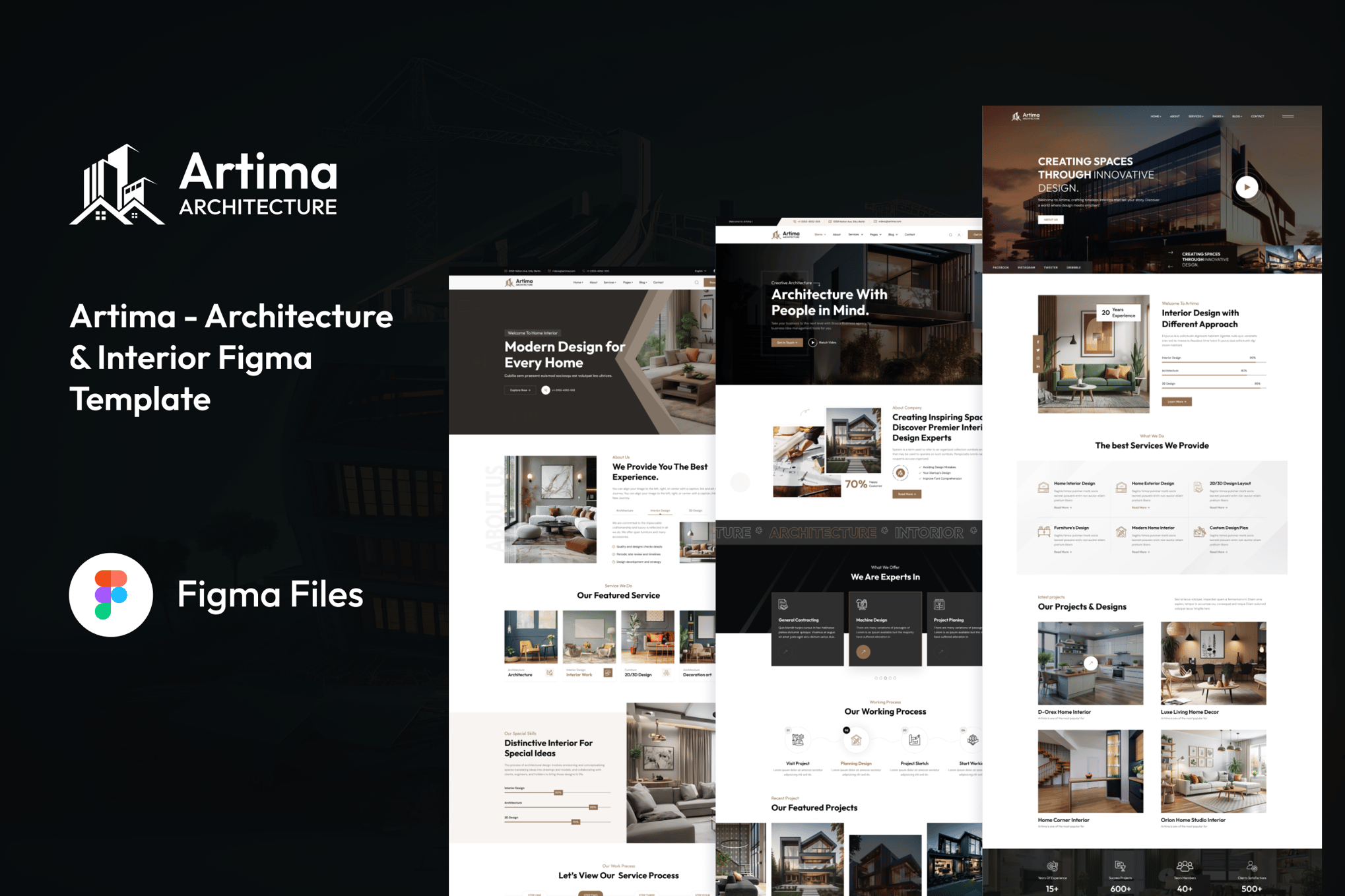 Imagen de portada de Artima – Modern Architecture & Interior Figma (plantilla web)