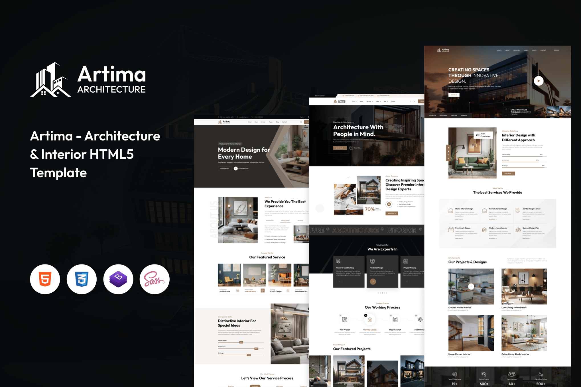 Imagen de portada de Artima – Modern Architecture & Interior HTML5 (plantilla web)