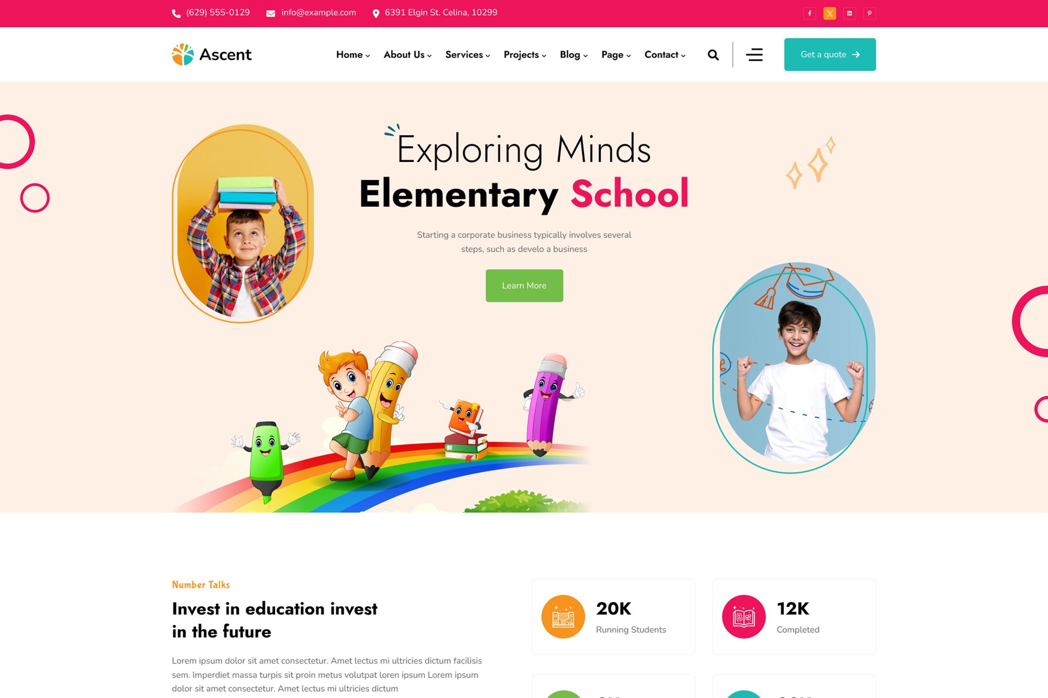 Imagen de portada de Ascent - Childcare & Kids Education HTML Template (plantilla web)