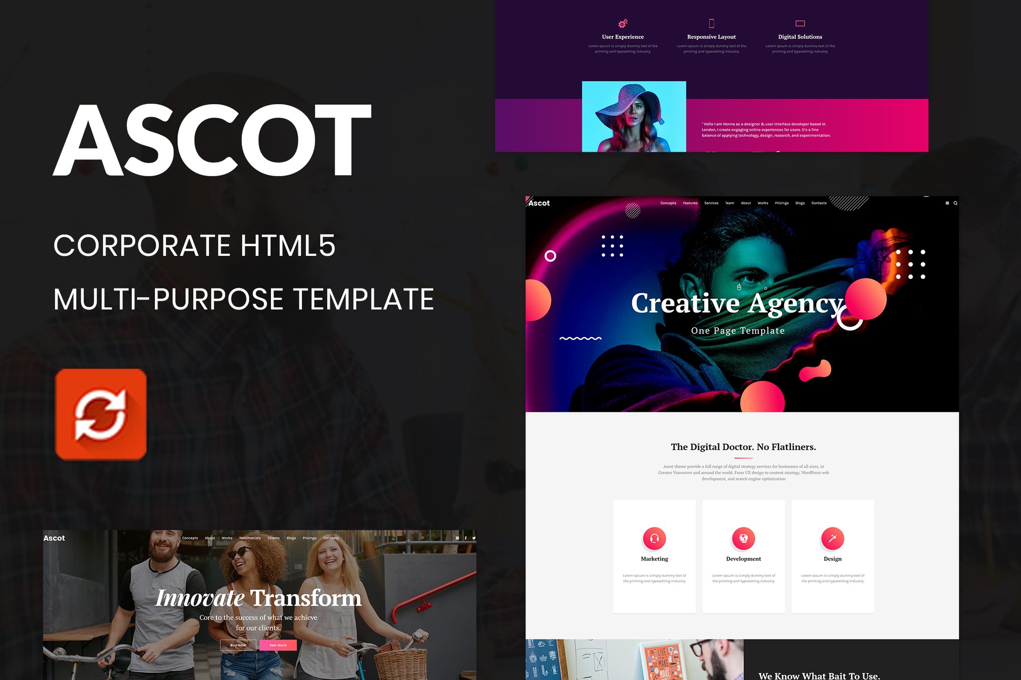 Imagen de portada de Ascot - One Page Corporate HTML Template (plantilla web)